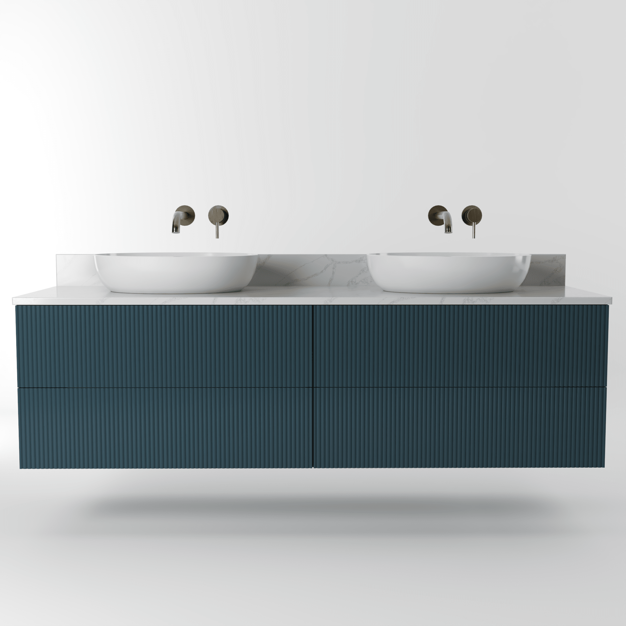 The Reeded | Painted Double Vanity 1600mm Stiffkey Blue - Mockridge Design