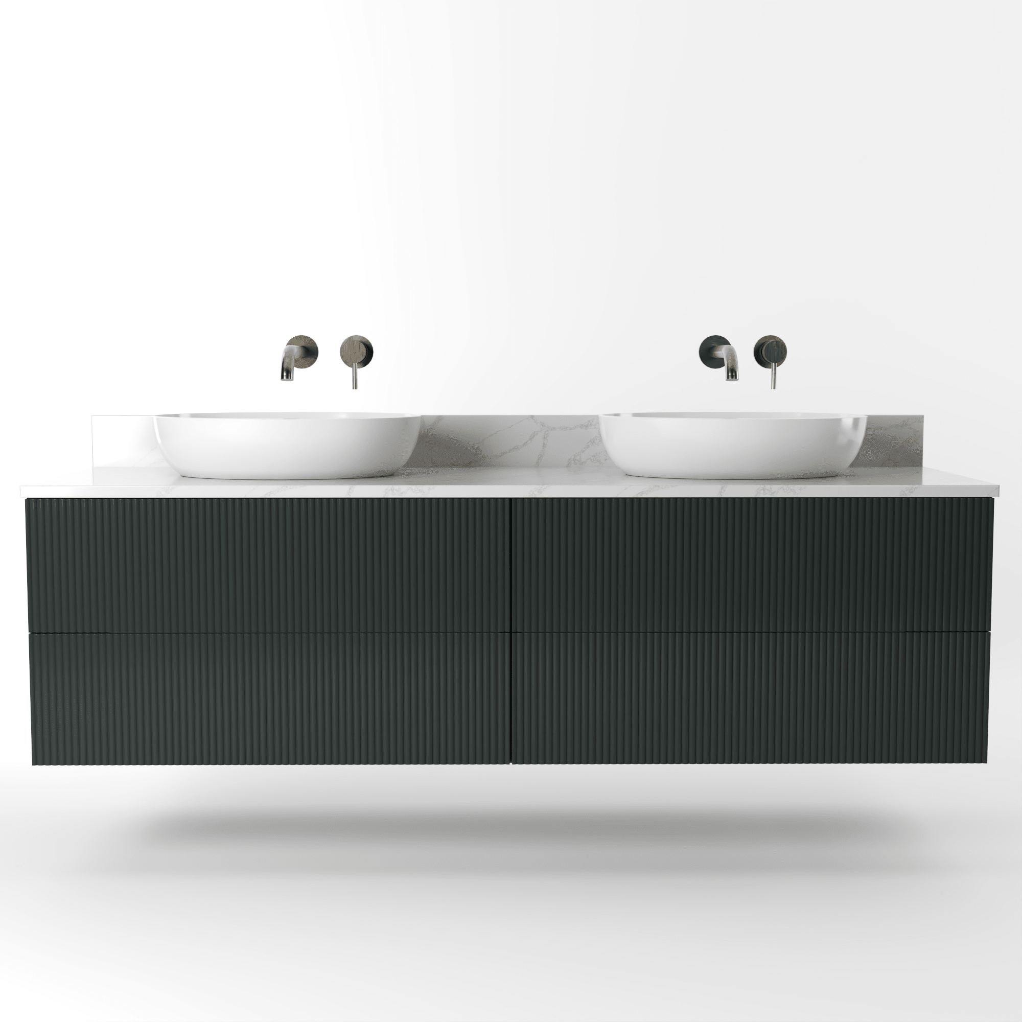 The Reeded | Painted Double Vanity 1600mm Studio Green - Mockridge Design
