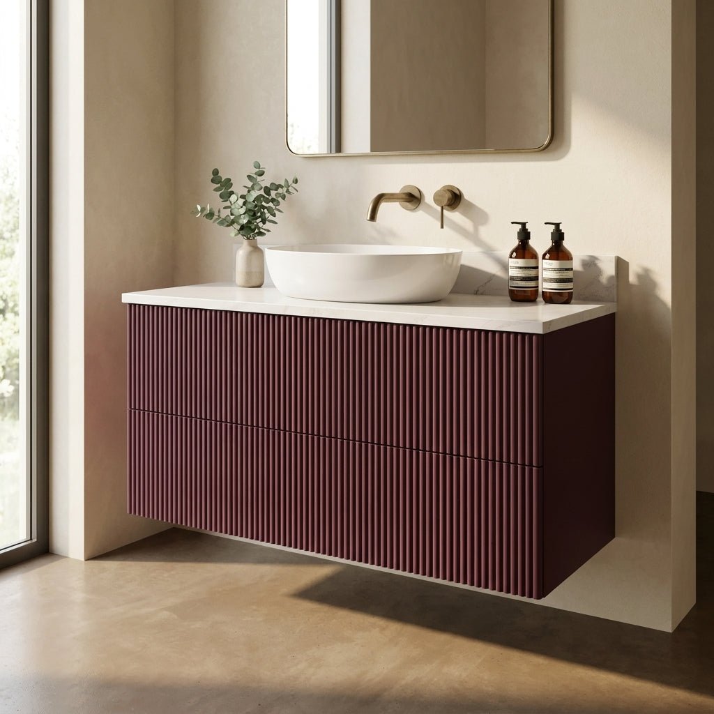 The Reeded | Painted Vanity 1000mm Brinjal - Mockridge Design