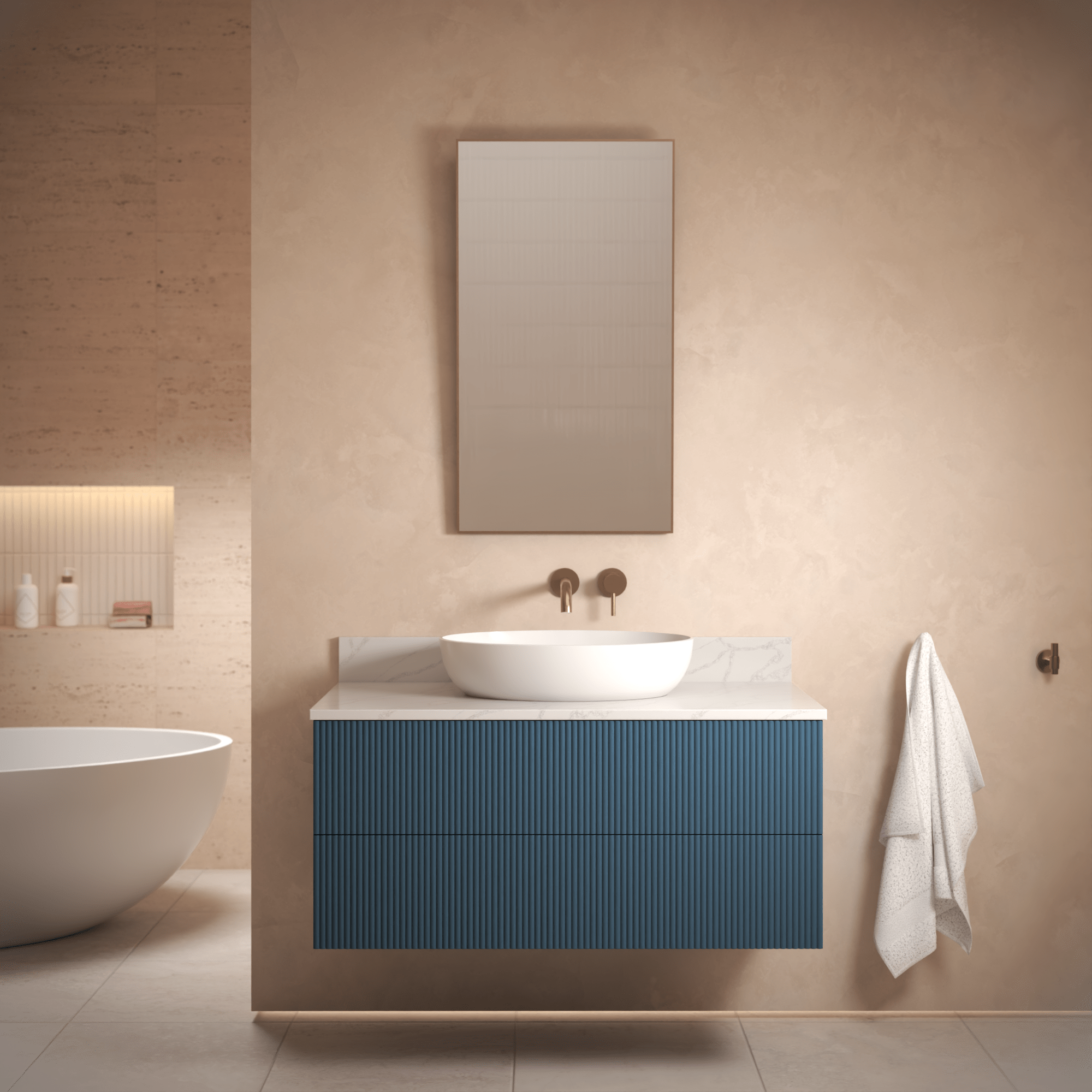 The Reeded | Painted Vanity 1000mm Stiffkey Blue - Mockridge Design