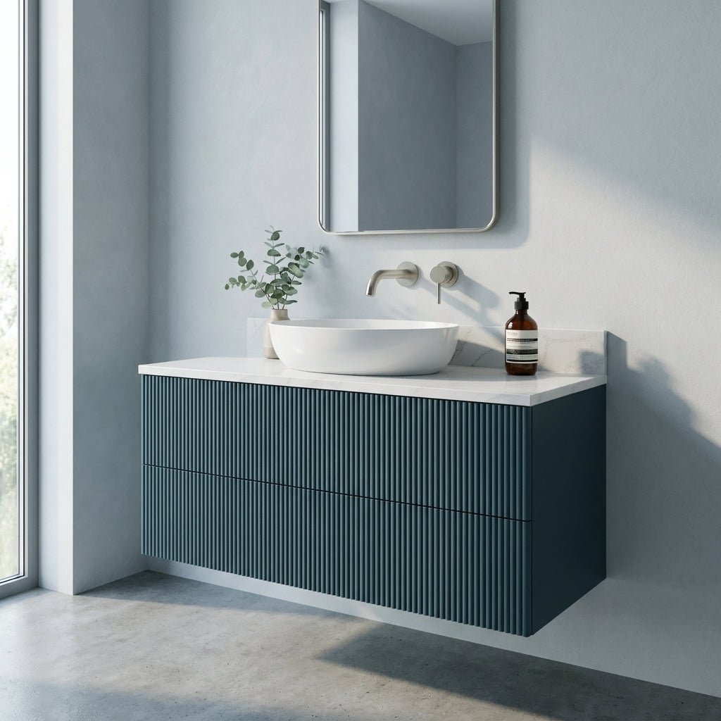 The Reeded | Painted Vanity 1000mm Stiffkey Blue - Mockridge Design