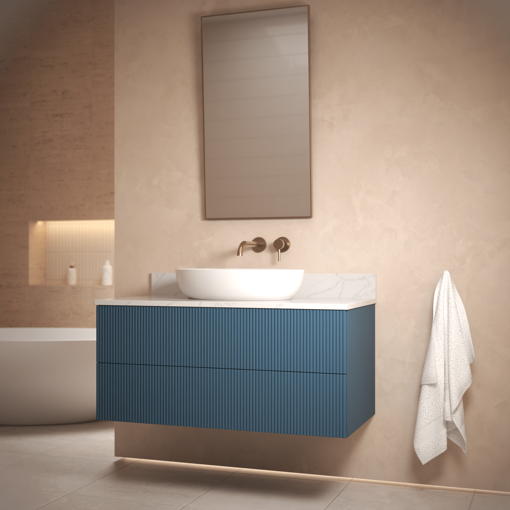 The Reeded | Painted Vanity 1000mm Stiffkey Blue - Mockridge Design