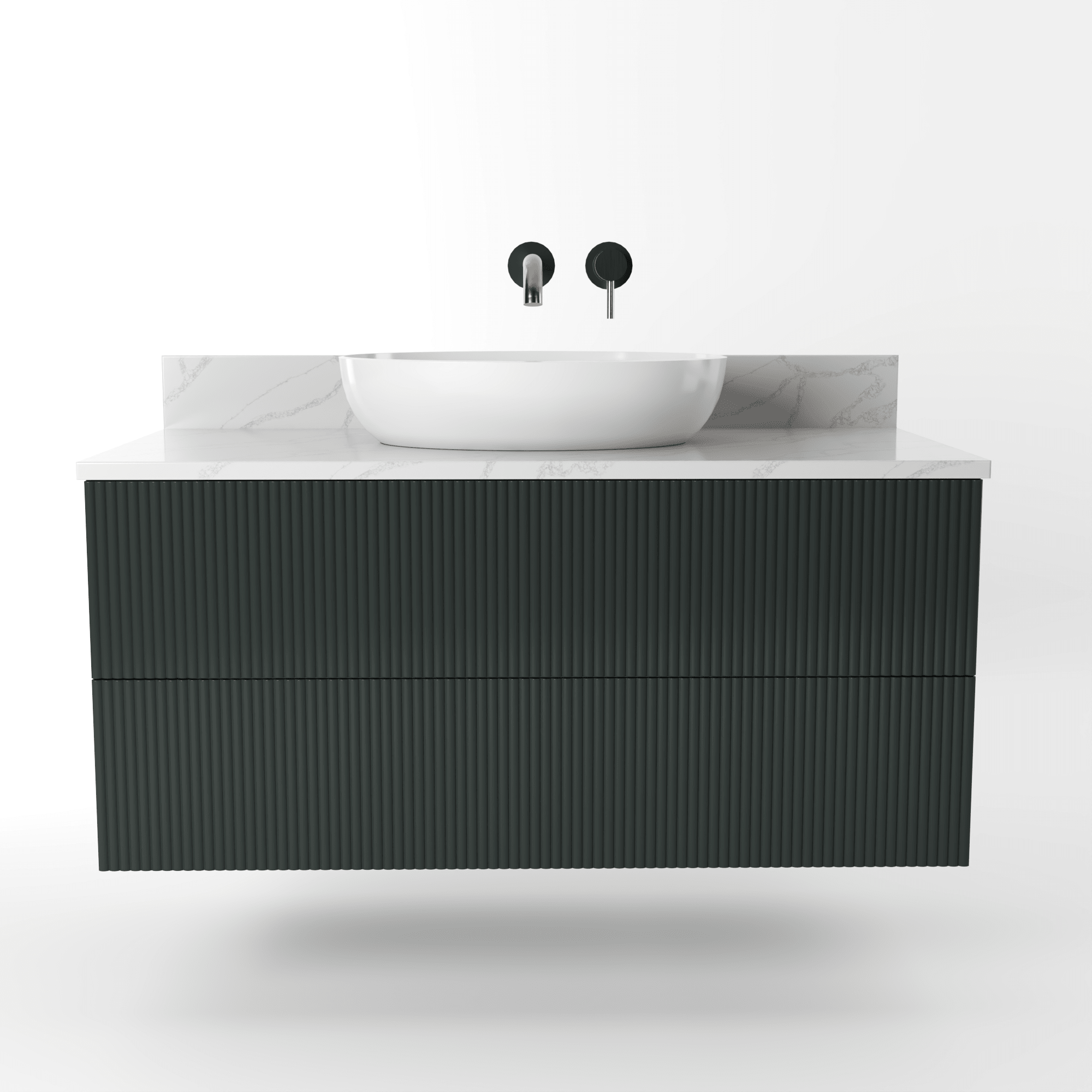 The Reeded | Painted Vanity 1000mm Studio Green - Mockridge Design