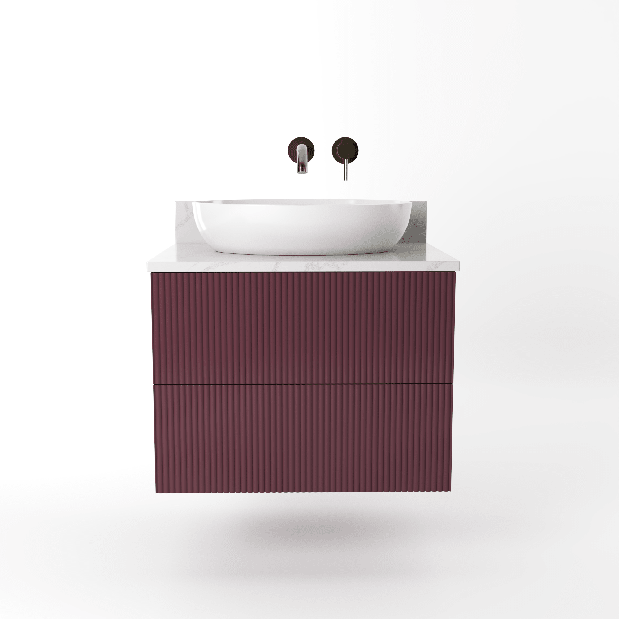 The Reeded | Painted Vanity 600mm Brinjal - Mockridge Design