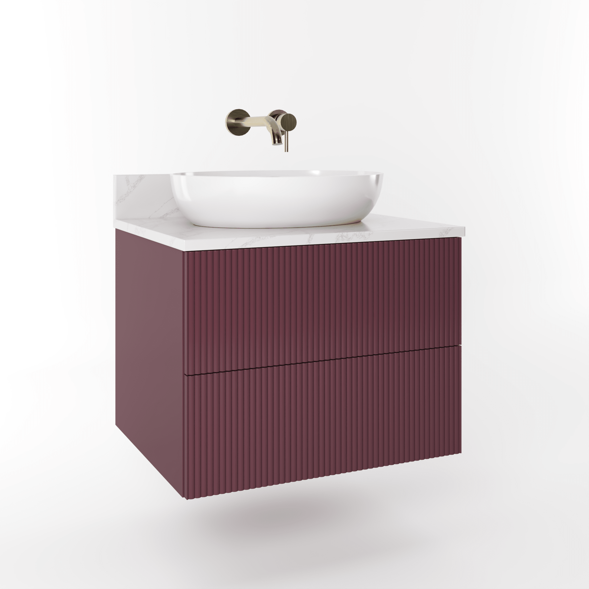 The Reeded | Painted Vanity 600mm Brinjal - Mockridge Design
