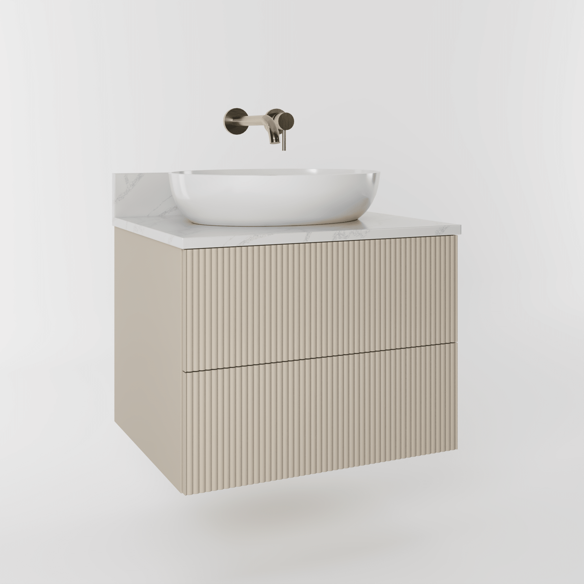 The Reeded | Painted Vanity 600mm Elephants Breath - Mockridge Design