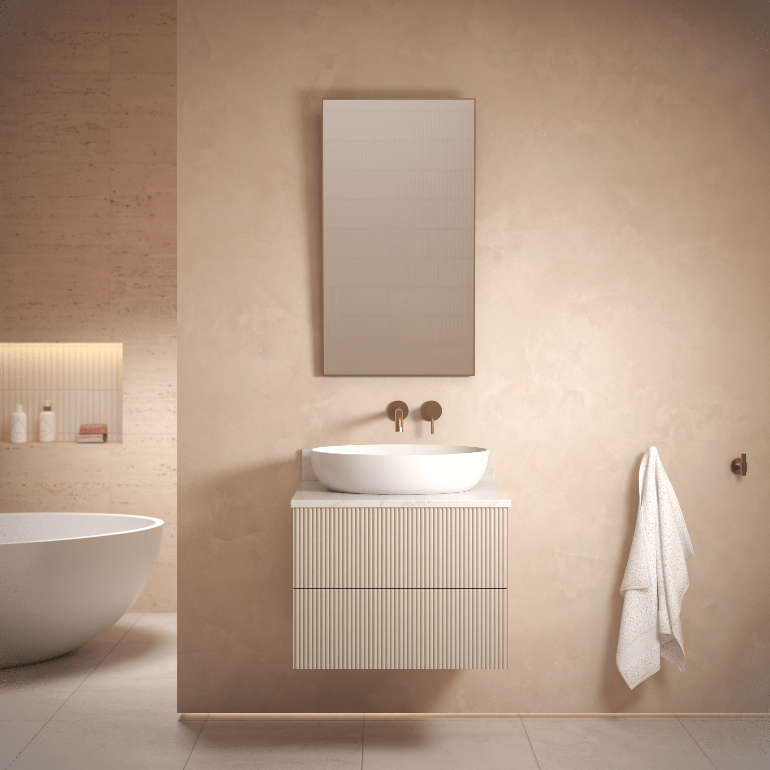 The Reeded | Painted Vanity 600mm Elephants Breath - Mockridge Design