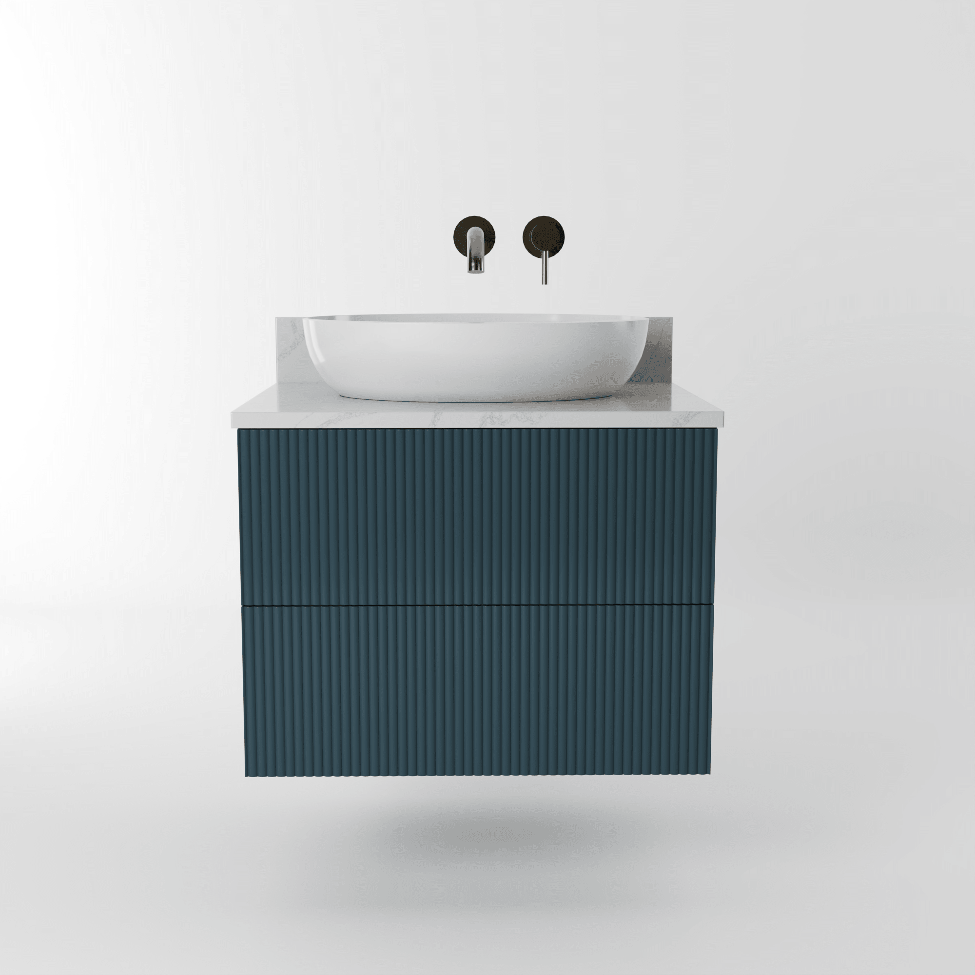 The Reeded | Painted Vanity 600mm Stiffkey Blue - Mockridge Design