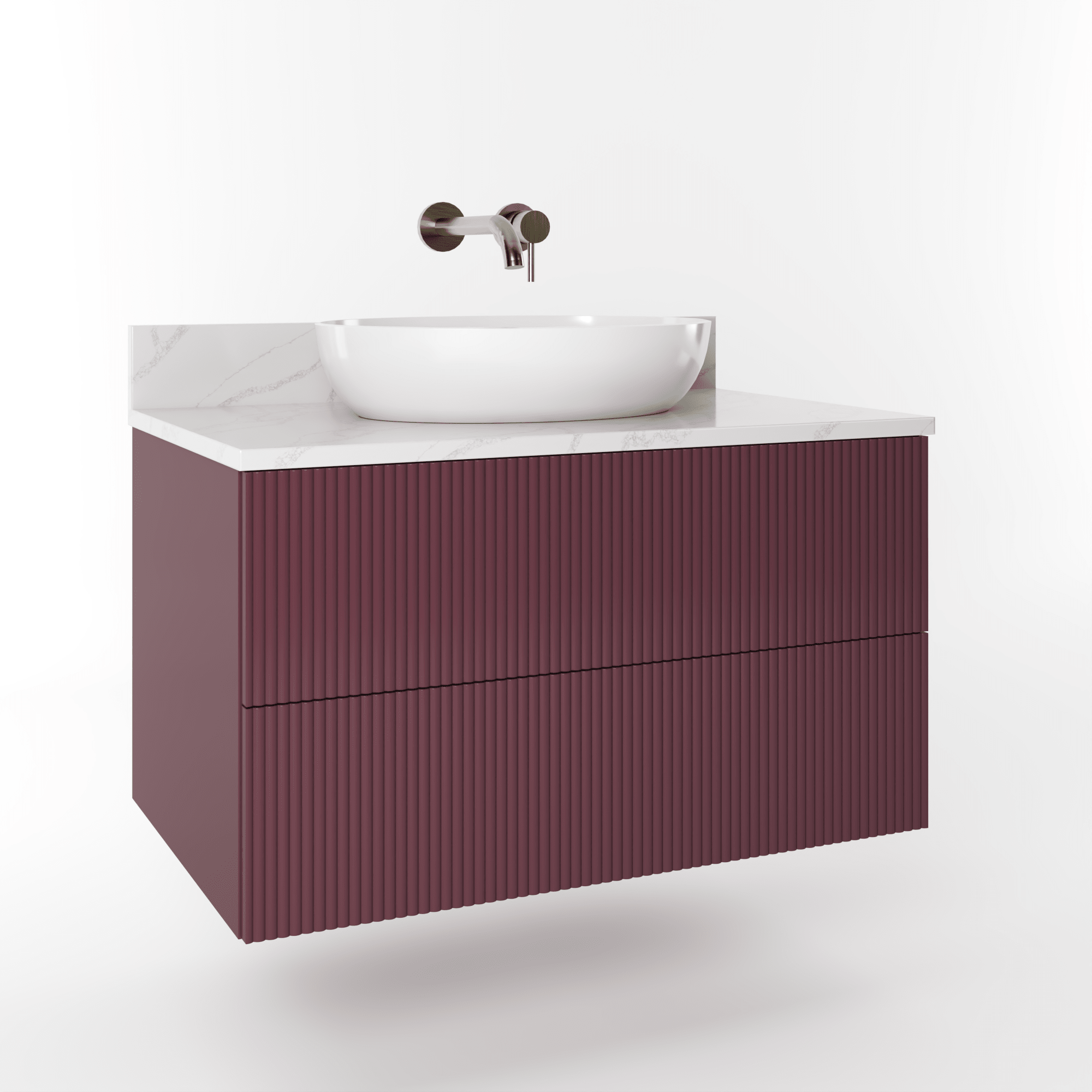 The Reeded | Painted Vanity 800mm Brinjal - Mockridge Design