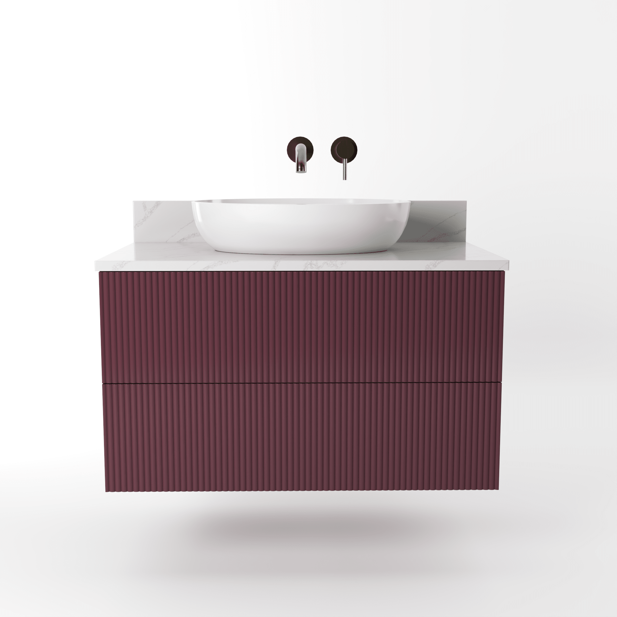 The Reeded | Painted Vanity 800mm Brinjal - Mockridge Design