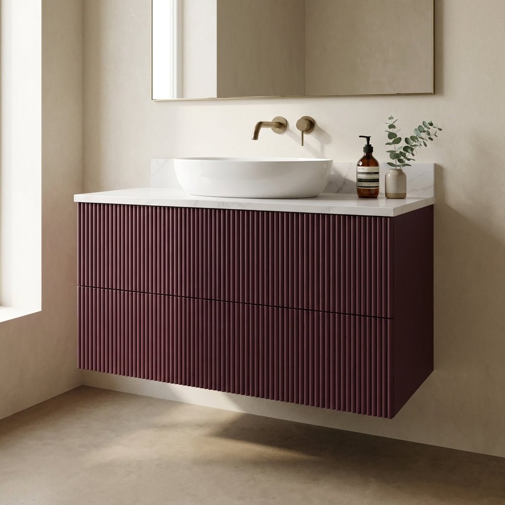 The Reeded | Painted Vanity 800mm Brinjal - Mockridge Design