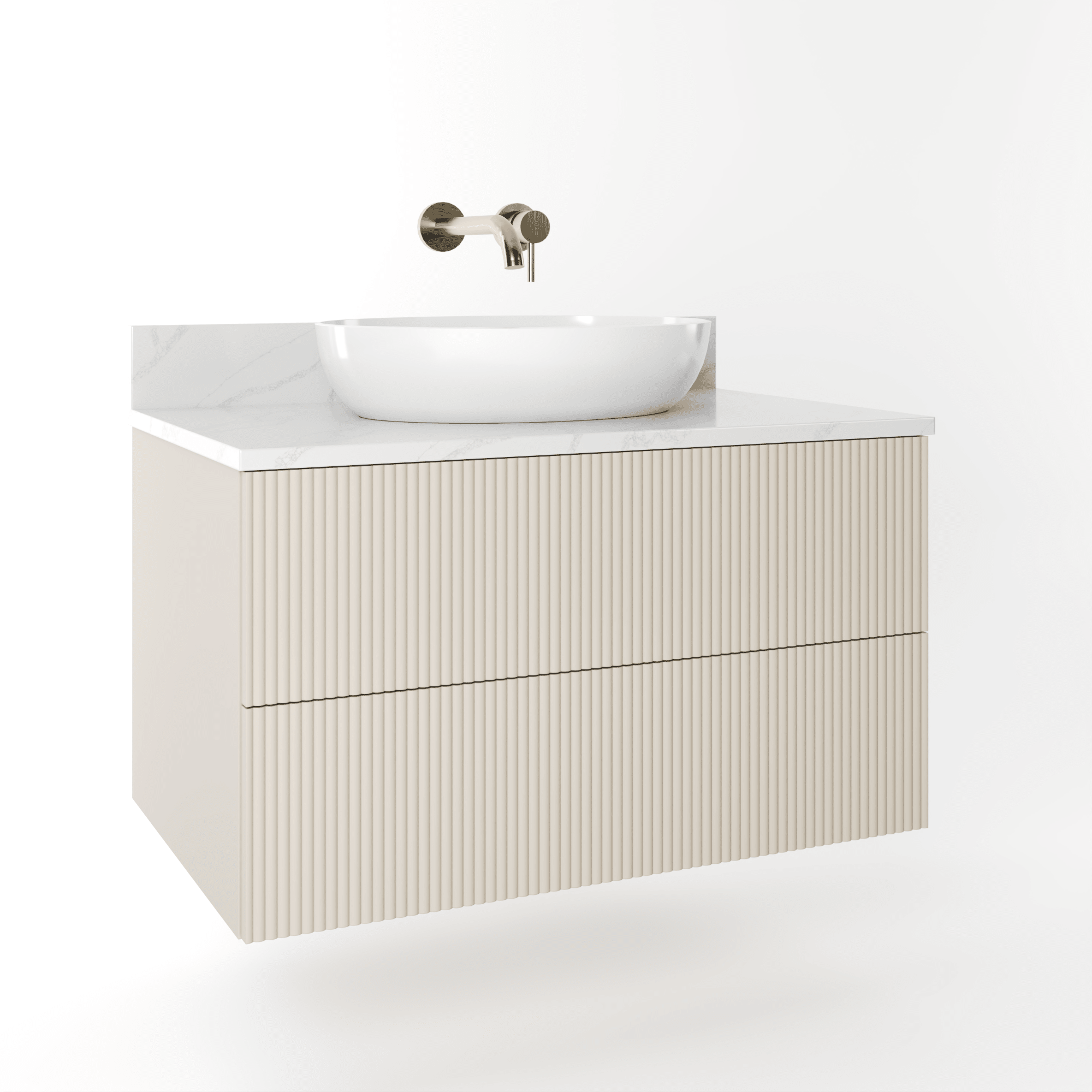 The Reeded | Painted Vanity 800mm Elephants Breath - Mockridge Design