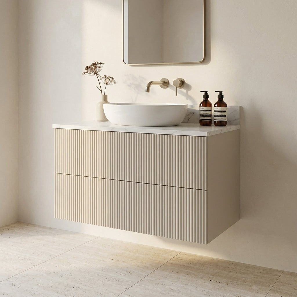 The Reeded | Painted Vanity 800mm Elephants Breath - Mockridge Design