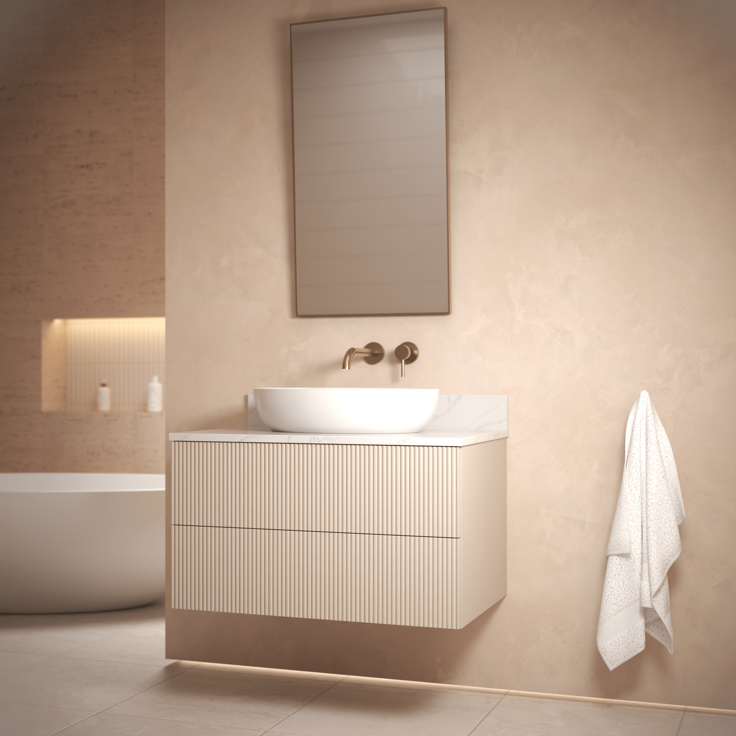 The Reeded | Painted Vanity 800mm Elephants Breath - Mockridge Design