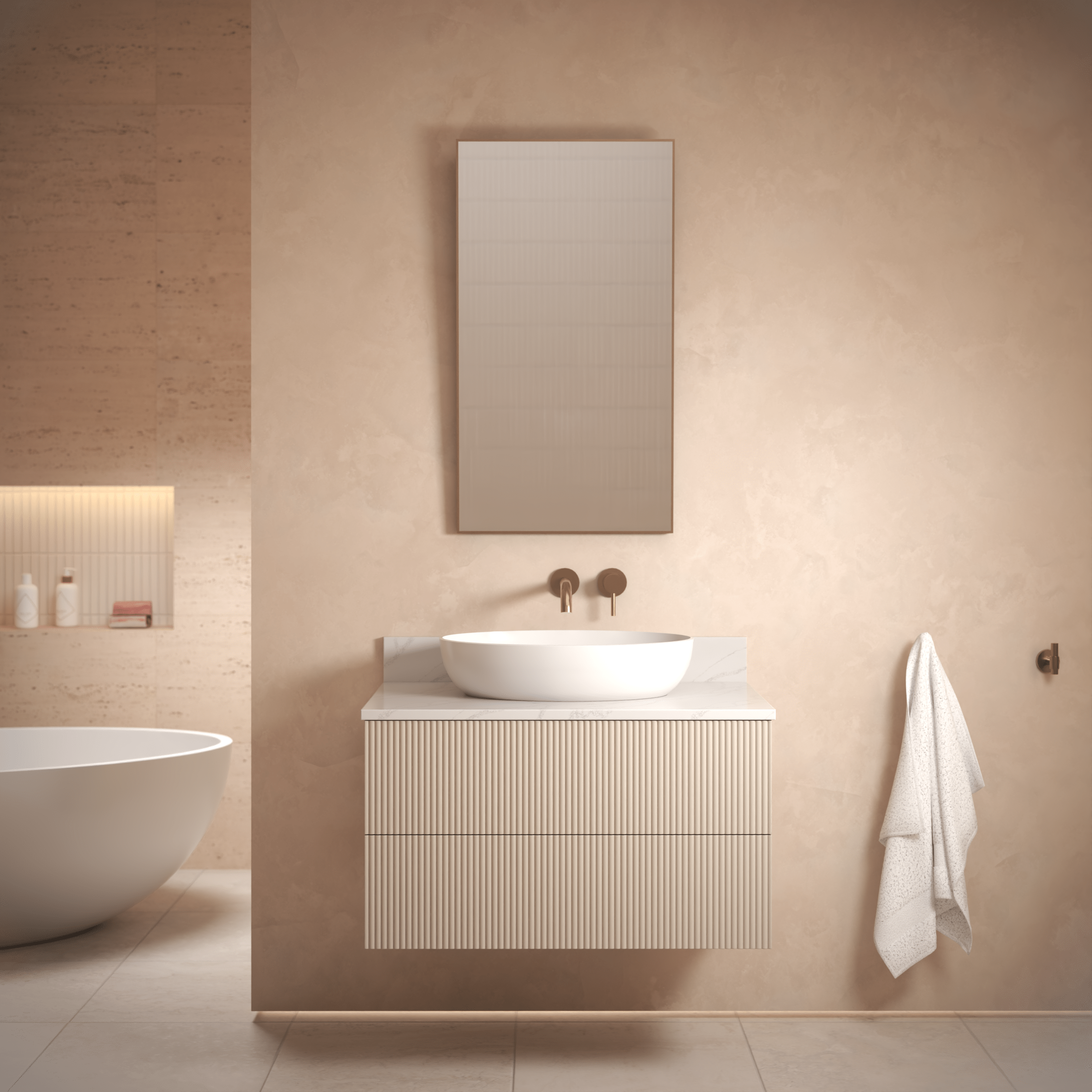 The Reeded | Painted Vanity 800mm Elephants Breath - Mockridge Design
