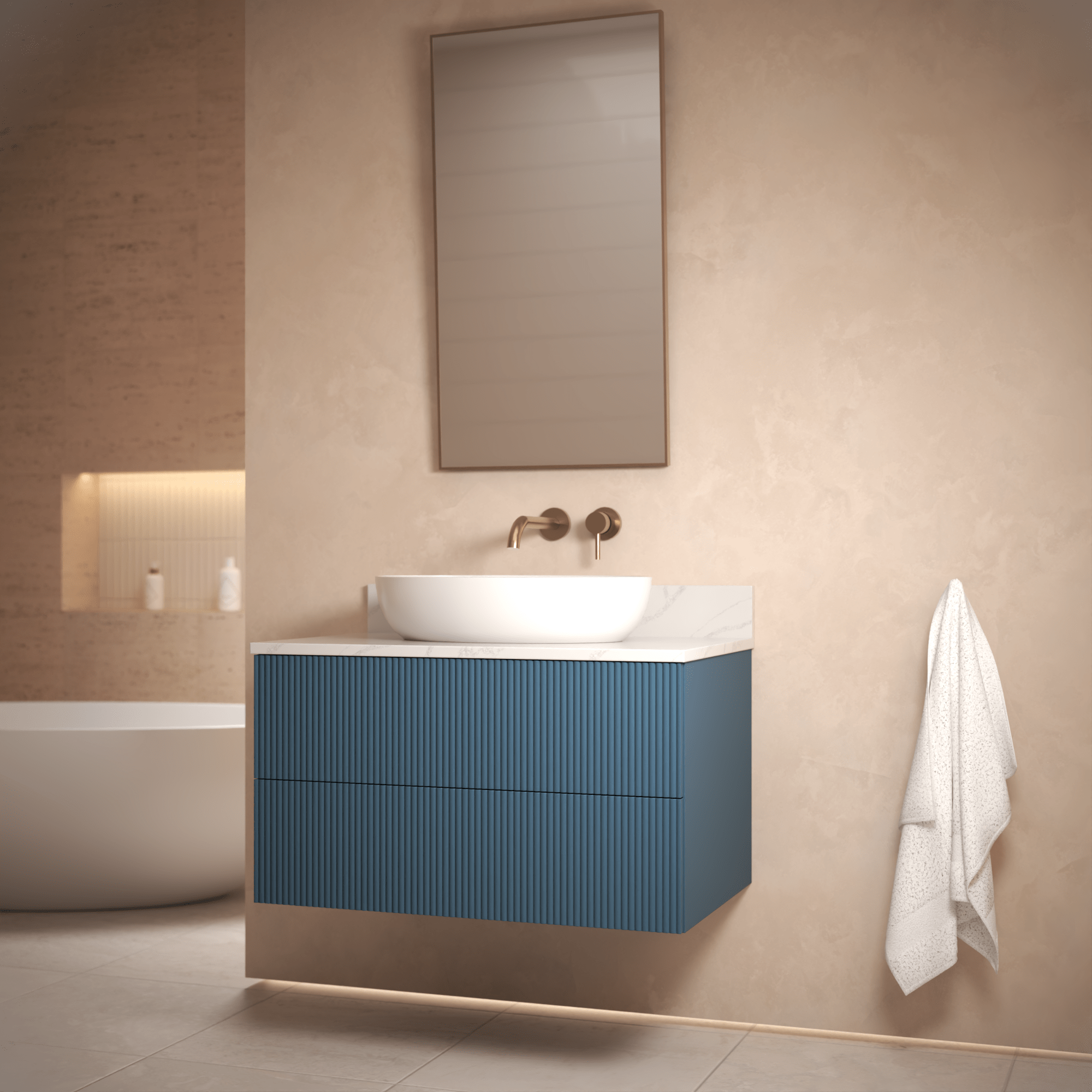 The Reeded | Painted Vanity 800mm Stiffkey Blue - Mockridge Design