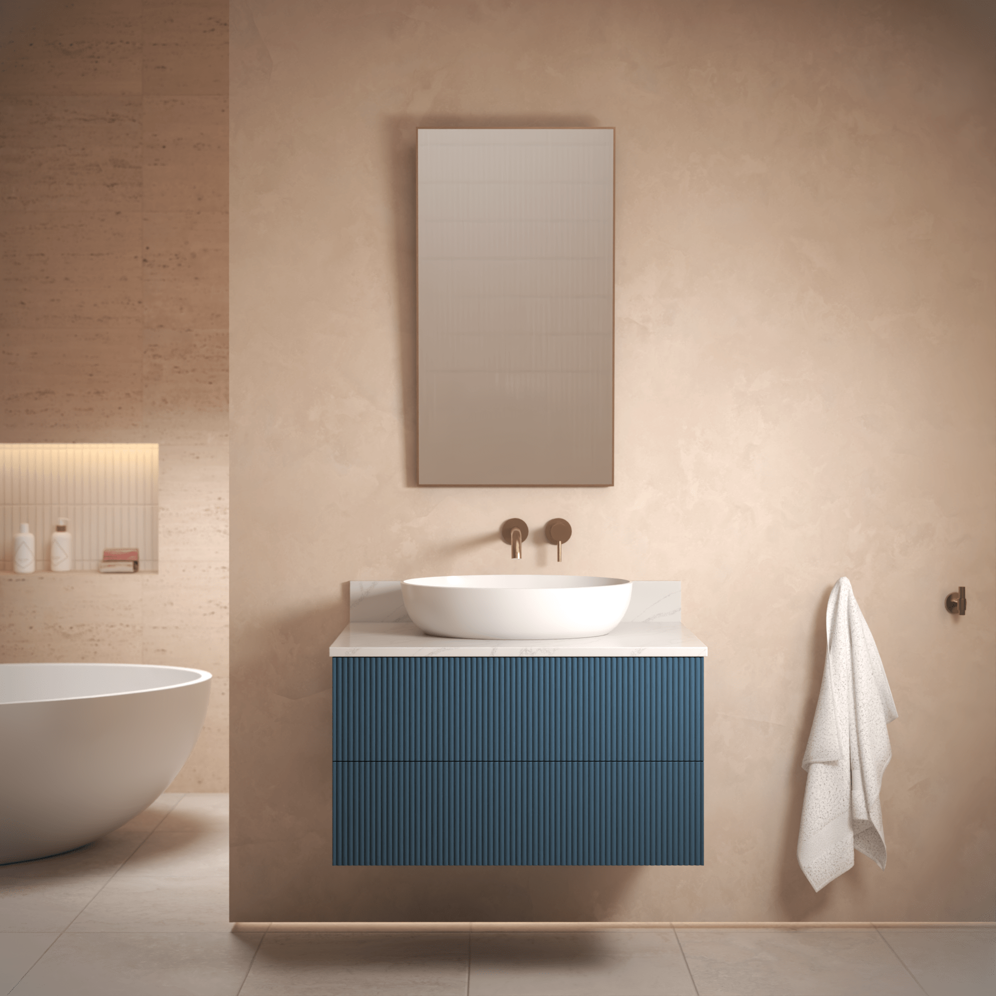 The Reeded | Painted Vanity 800mm Stiffkey Blue - Mockridge Design