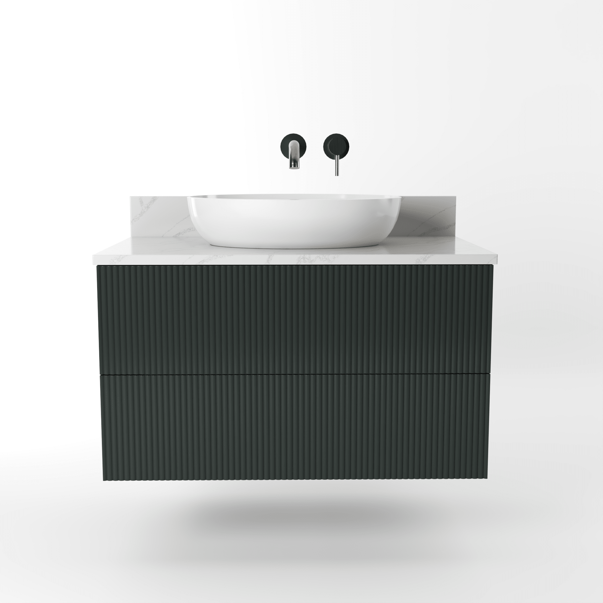 The Reeded | Painted Vanity 800mm Studio Green - Mockridge Design