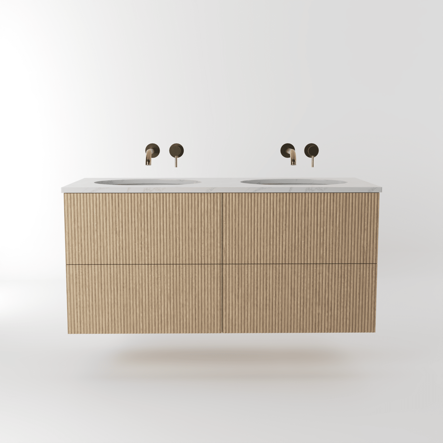 The Reeded | Undermounted | Oak Double Vanity 1200mm | Smoke 5% - Mockridge Design