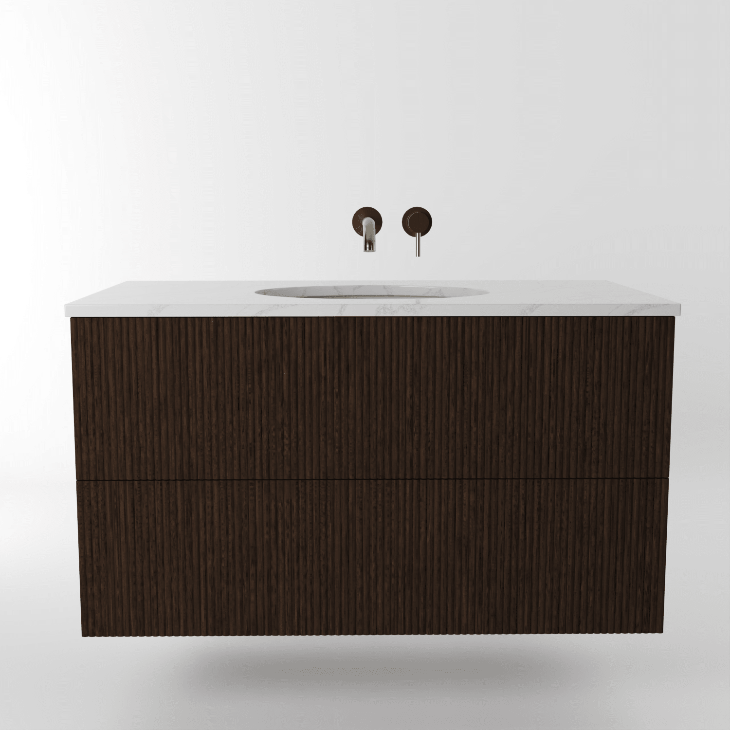 The Reeded | Undermounted | Oak Vanity 1000mm | Espresso - Mockridge Design