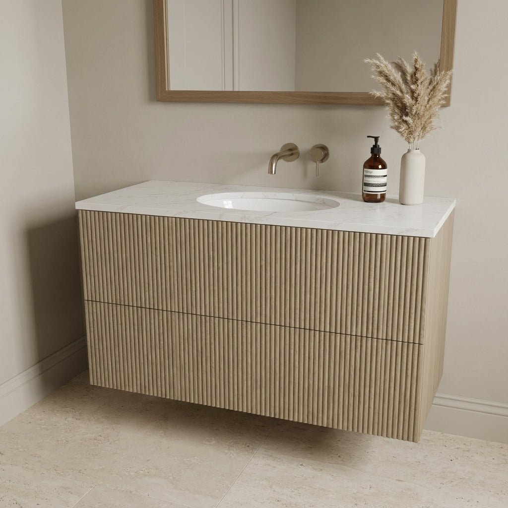 The Reeded | Undermounted | Oak Vanity 1000mm | Macchiato - Mockridge Design