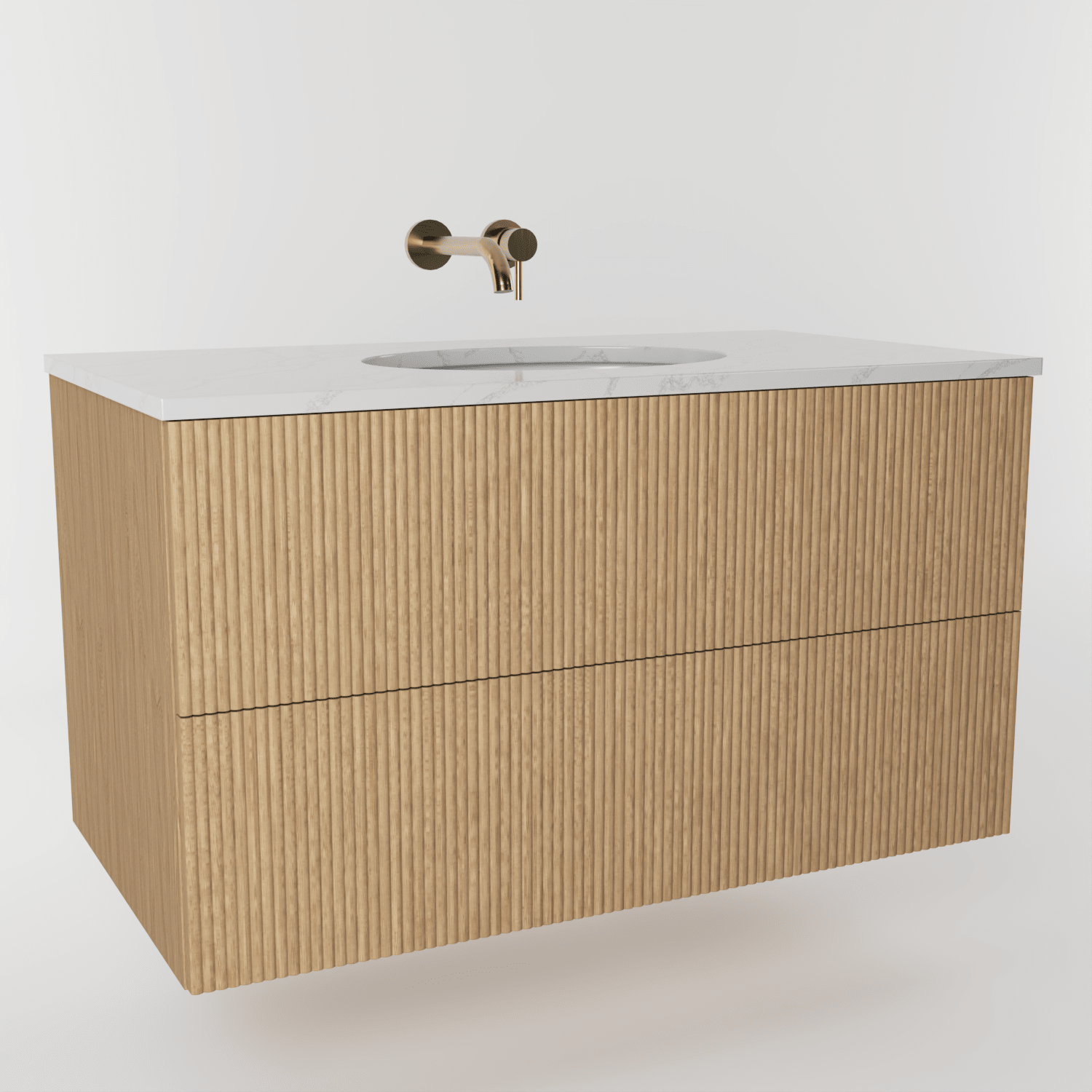 The Reeded | Undermounted | Oak Vanity 1000mm | Natural - Mockridge Design