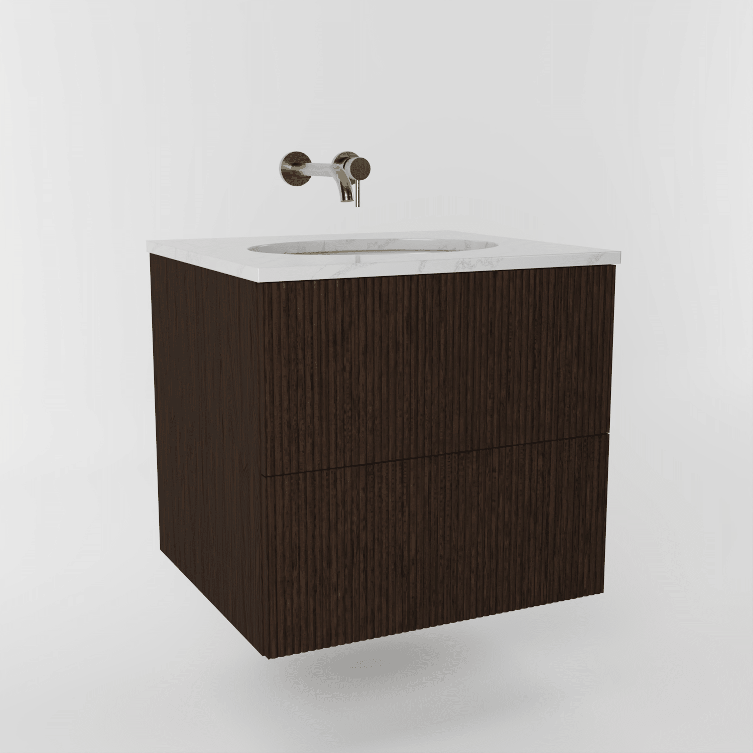 The Reeded | Undermounted | Oak Vanity 600mm | Espresso - Mockridge Design
