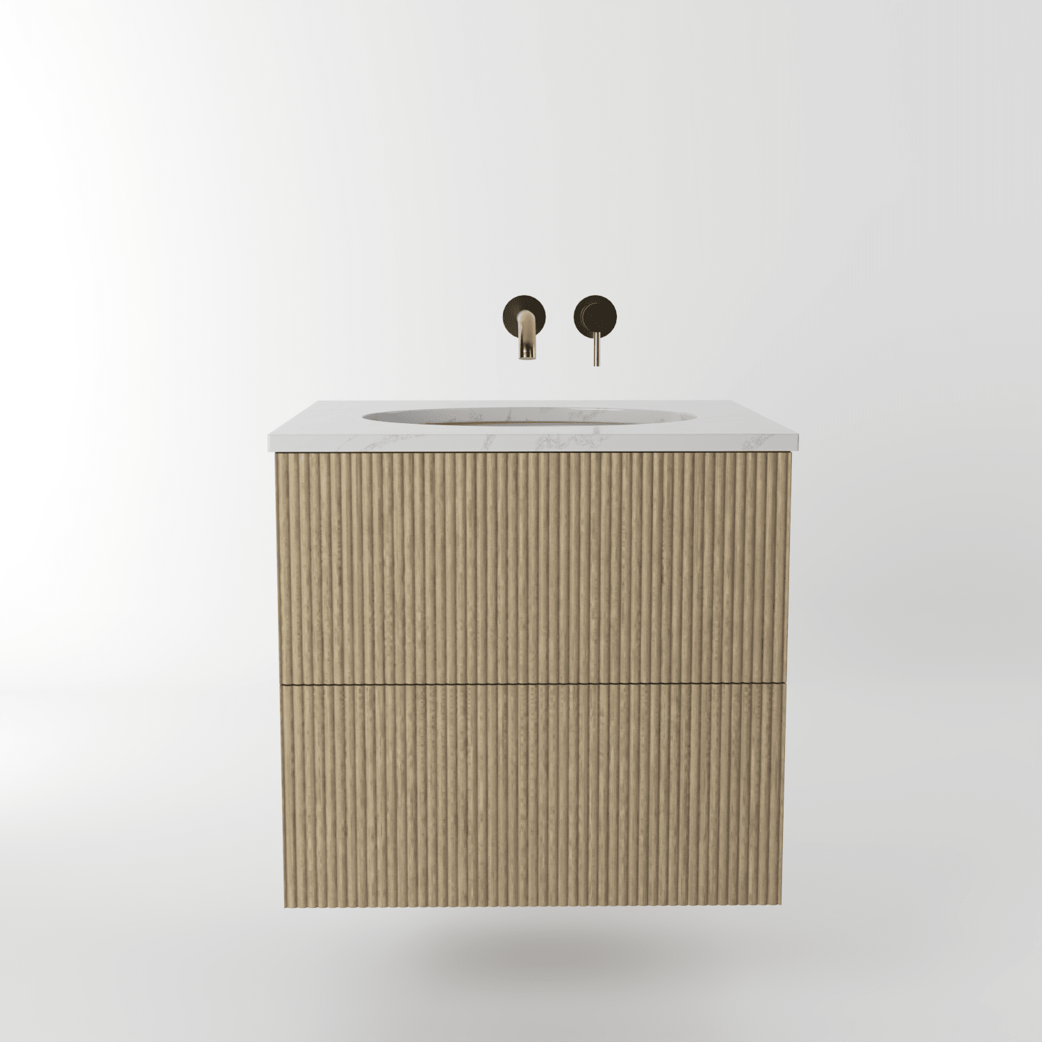 The Reeded | Undermounted | Oak Vanity 600mm | Macchiato - Mockridge Design