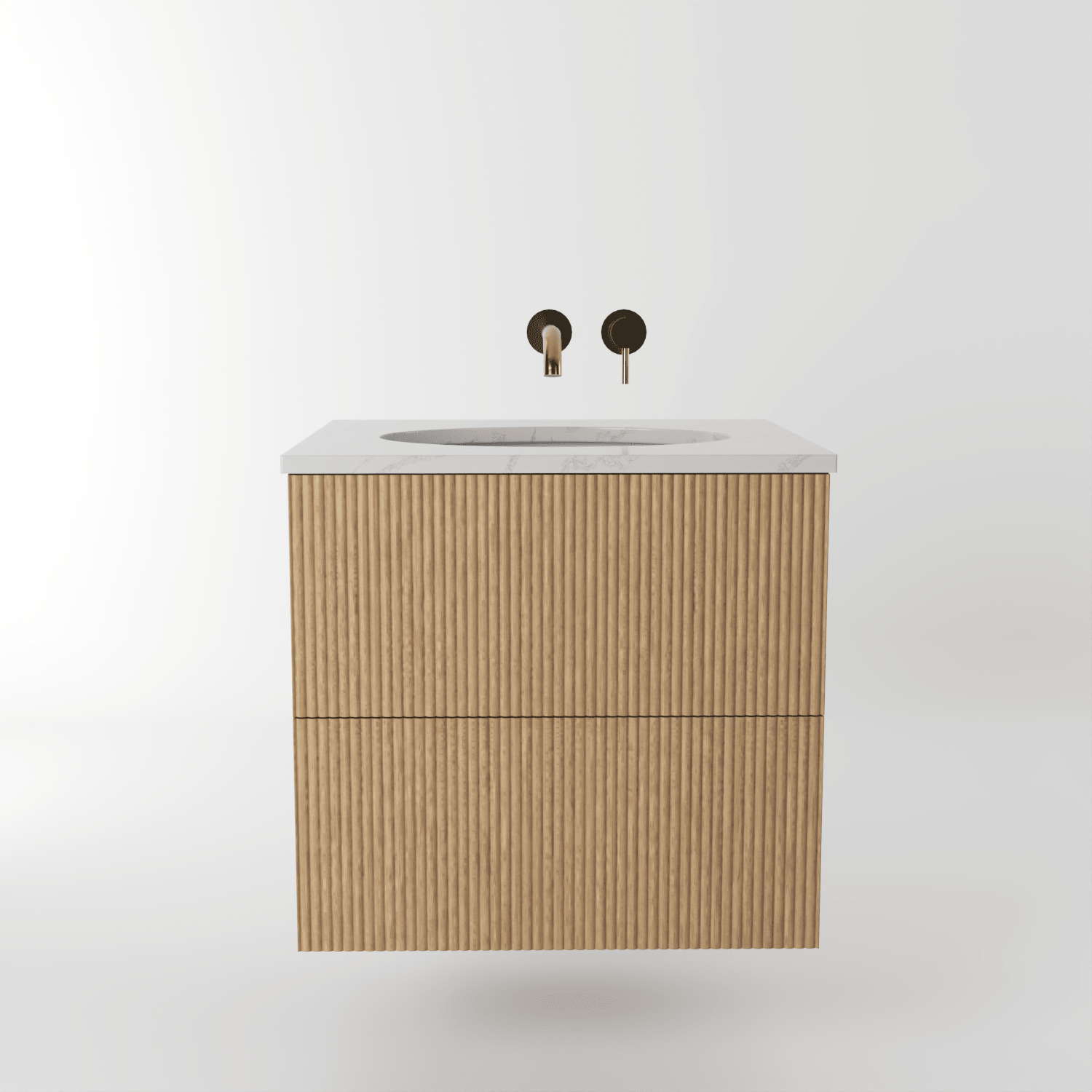 The Reeded | Undermounted | Oak Vanity 600mm | Natural - Mockridge Design