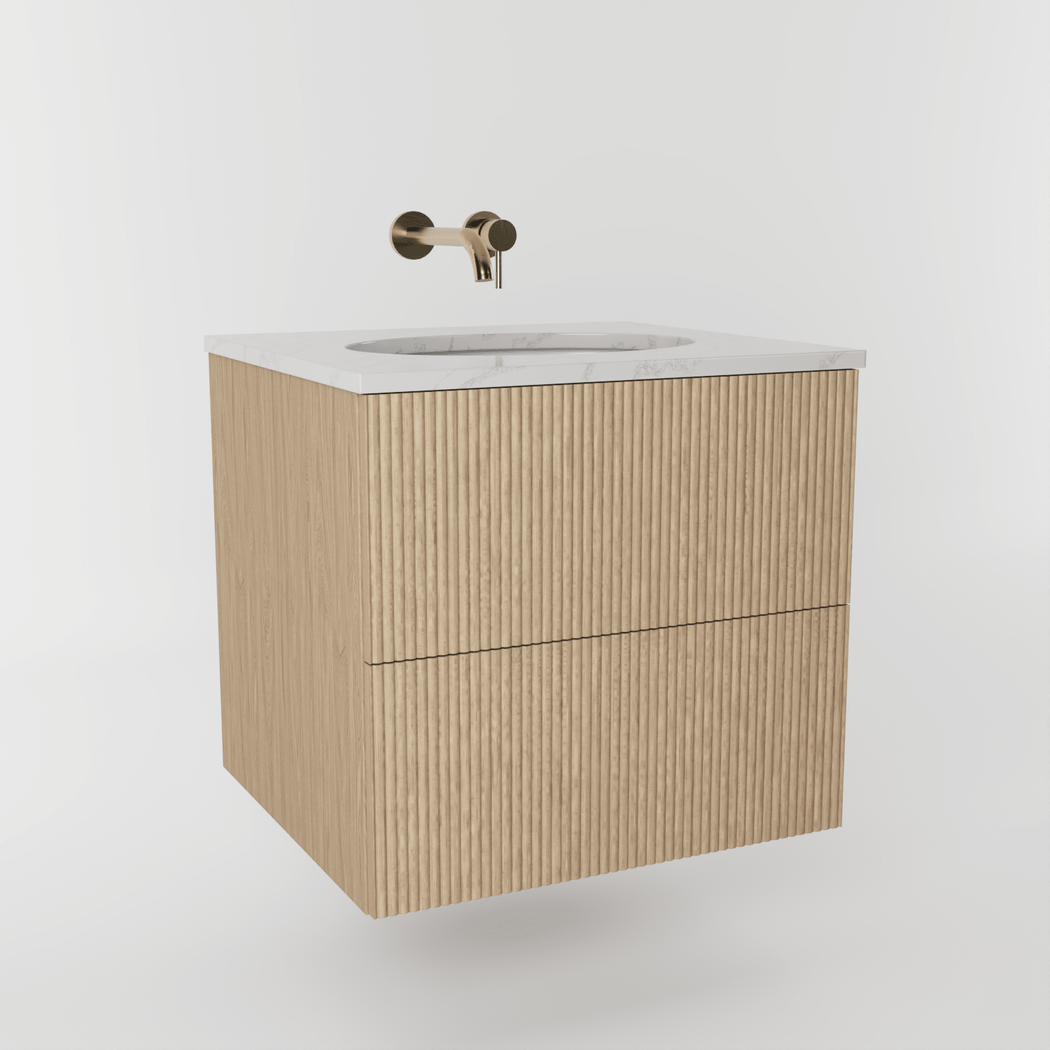 The Reeded | Undermounted | Oak Vanity 600mm | Smoke 5% - Mockridge Design