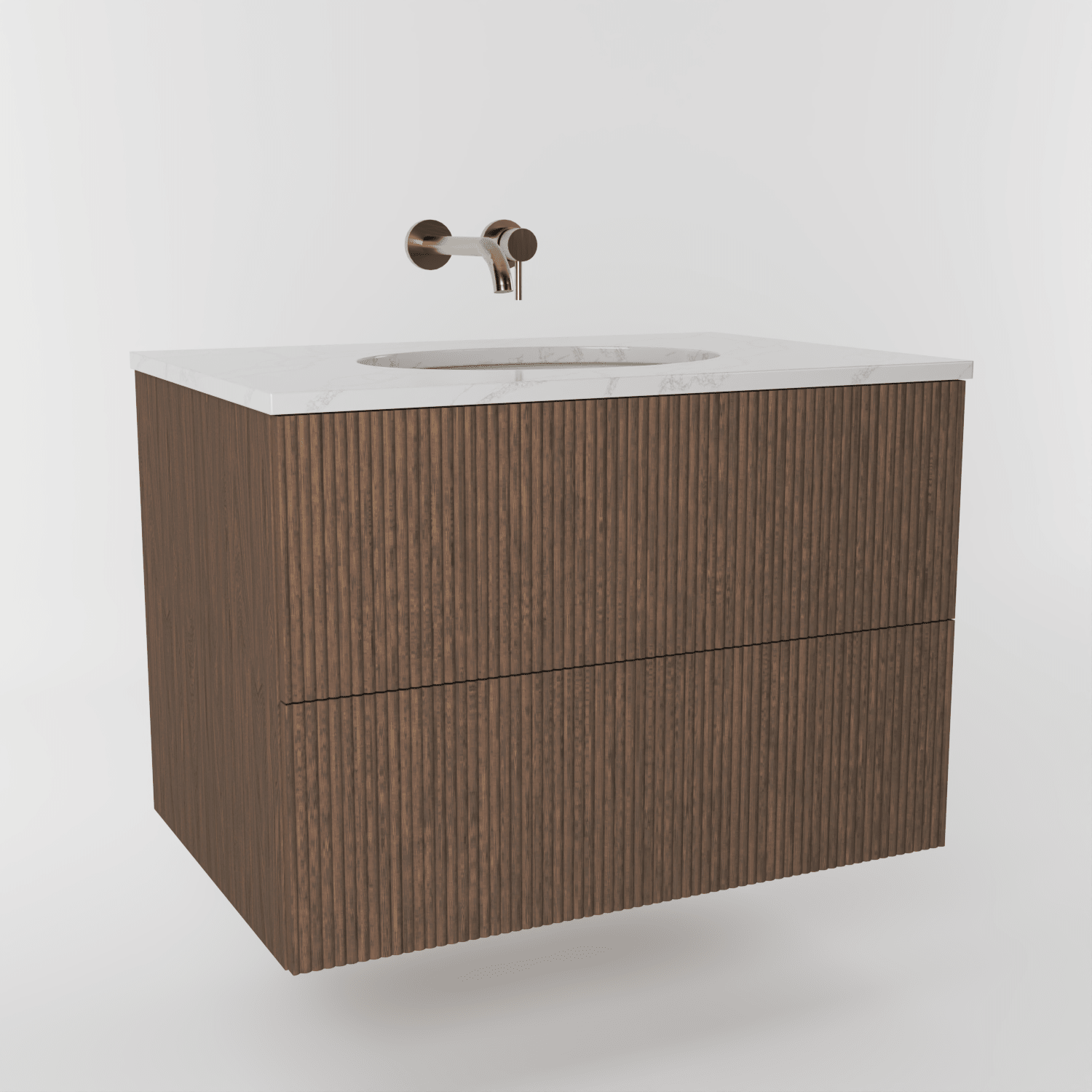 The Reeded | Undermounted | Oak Vanity 800mm | Chocolate - Mockridge Design
