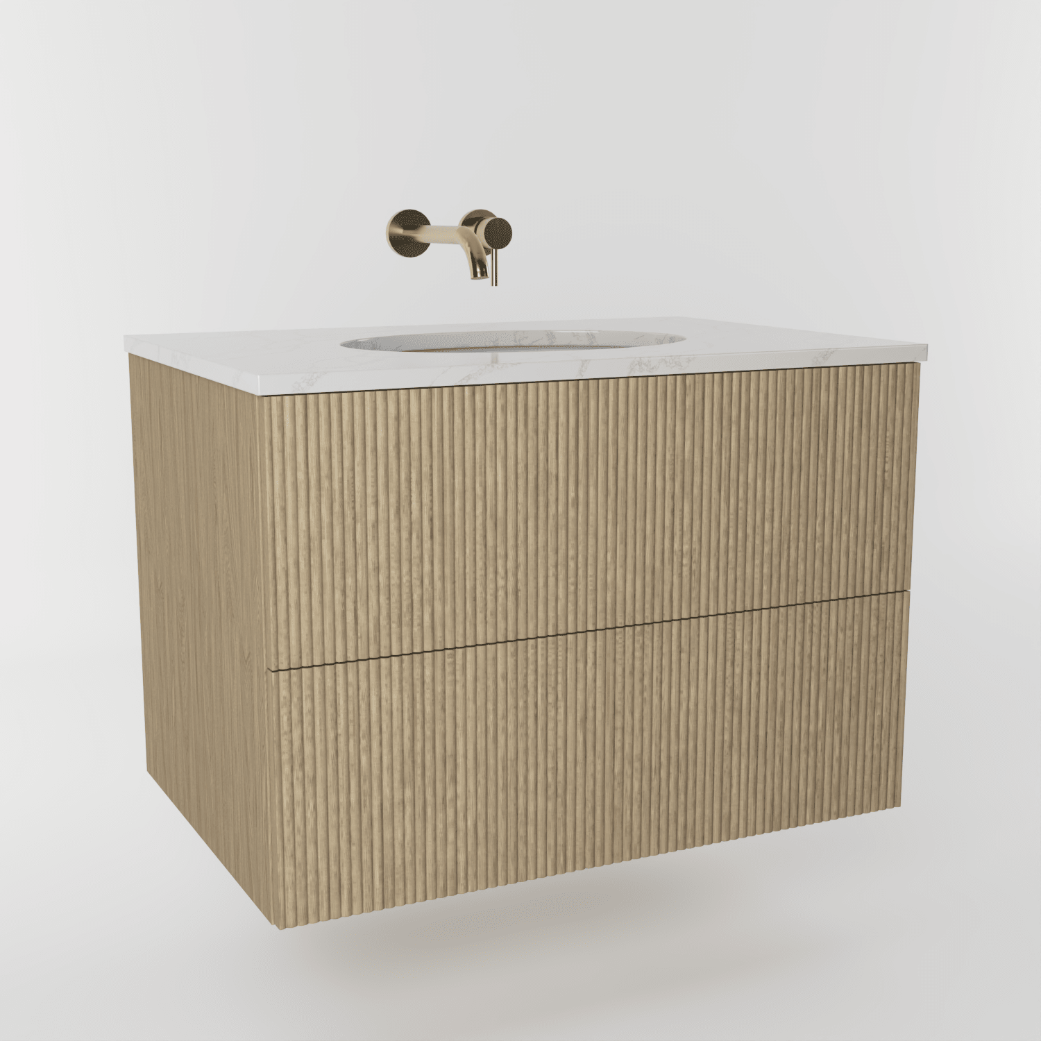 The Reeded | Undermounted | Oak Vanity 800mm | Macchiato - Mockridge Design