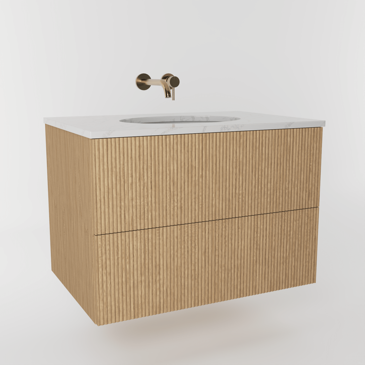 The Reeded | Undermounted | Oak Vanity 800mm | Natural - Mockridge Design