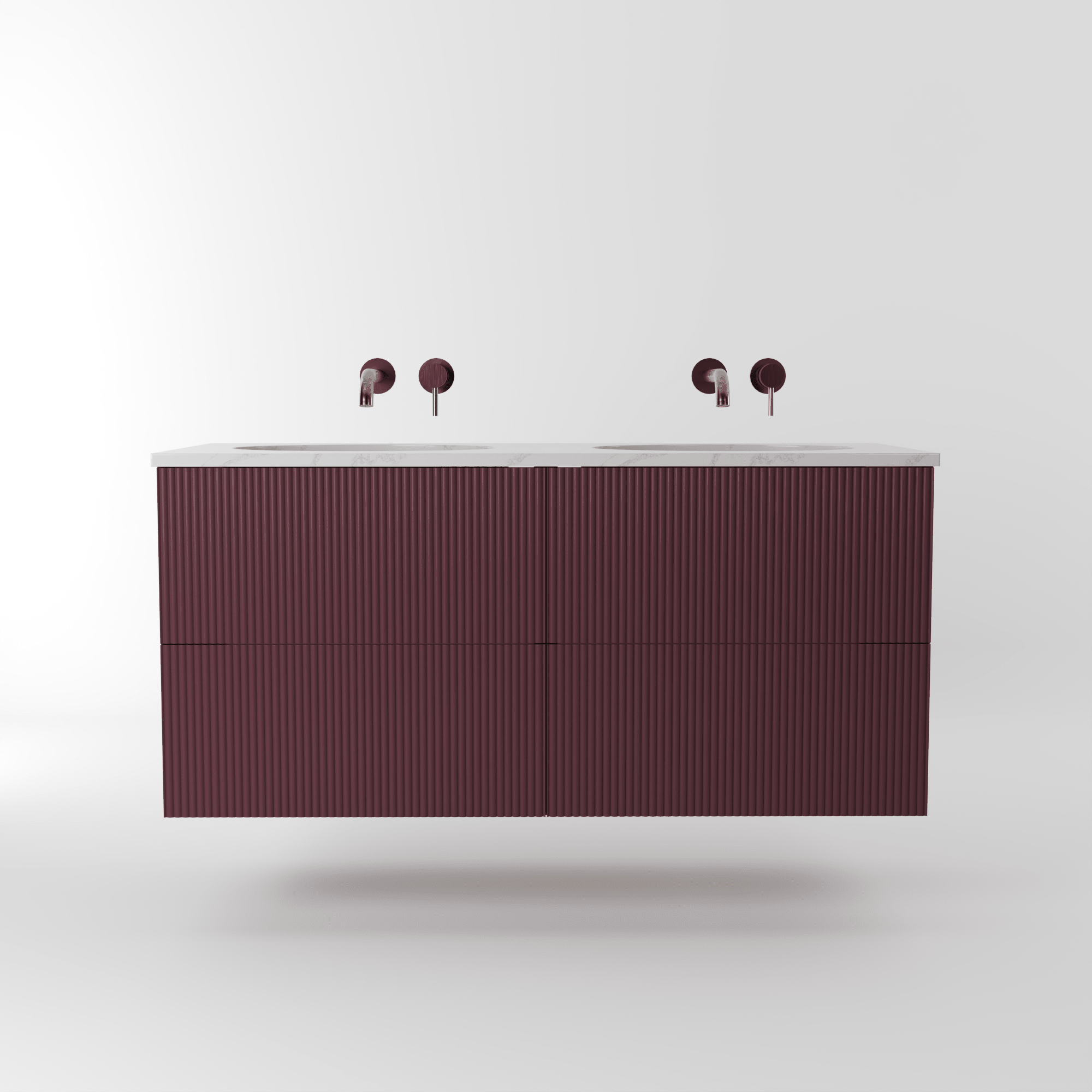 The Reeded | Undermounted | Painted Double Vanity 1200mm Brinjal - Mockridge Design