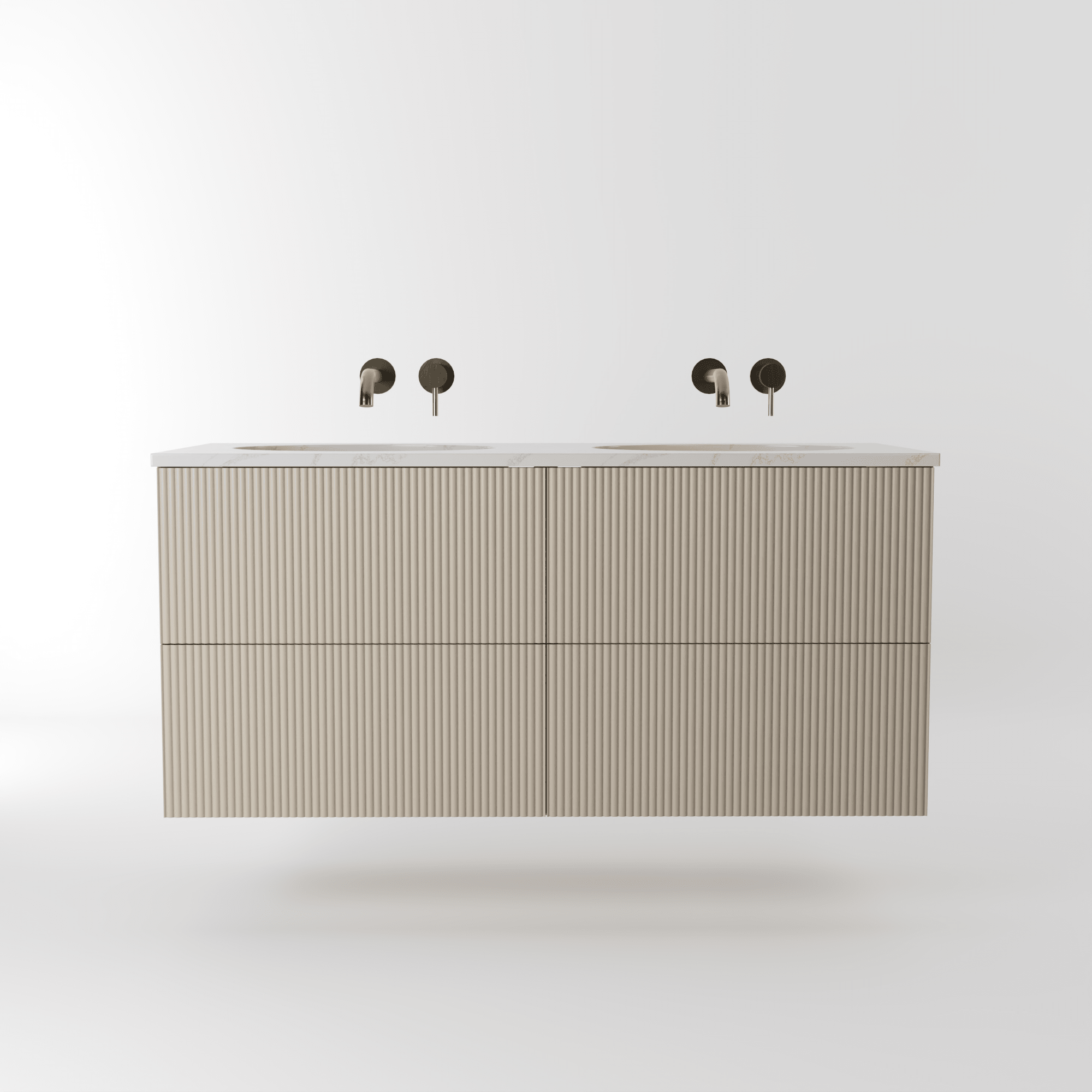 The Reeded | Undermounted | Painted Double Vanity 1200mm Elephants Breath - Mockridge Design