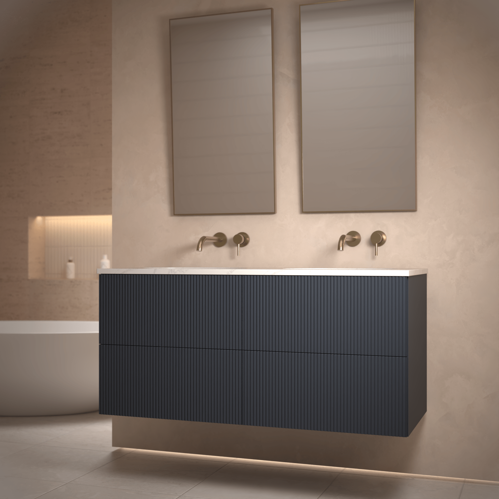 The Reeded | Undermounted | Painted Double Vanity 1200mm Railings - Mockridge Design
