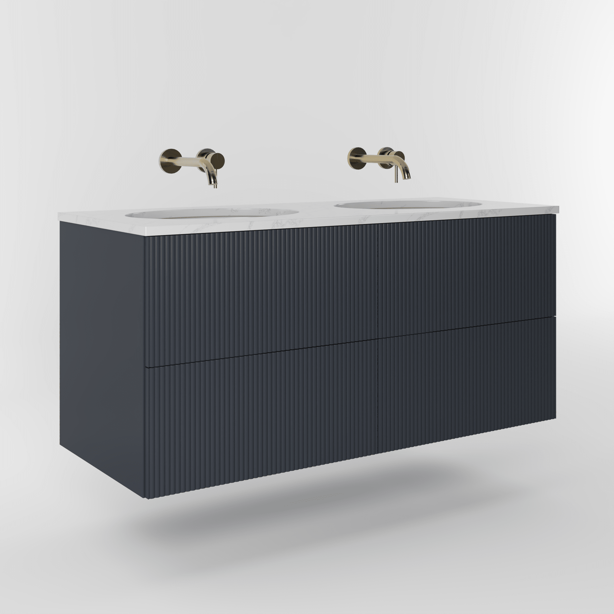 The Reeded | Undermounted | Painted Double Vanity 1200mm Railings - Mockridge Design
