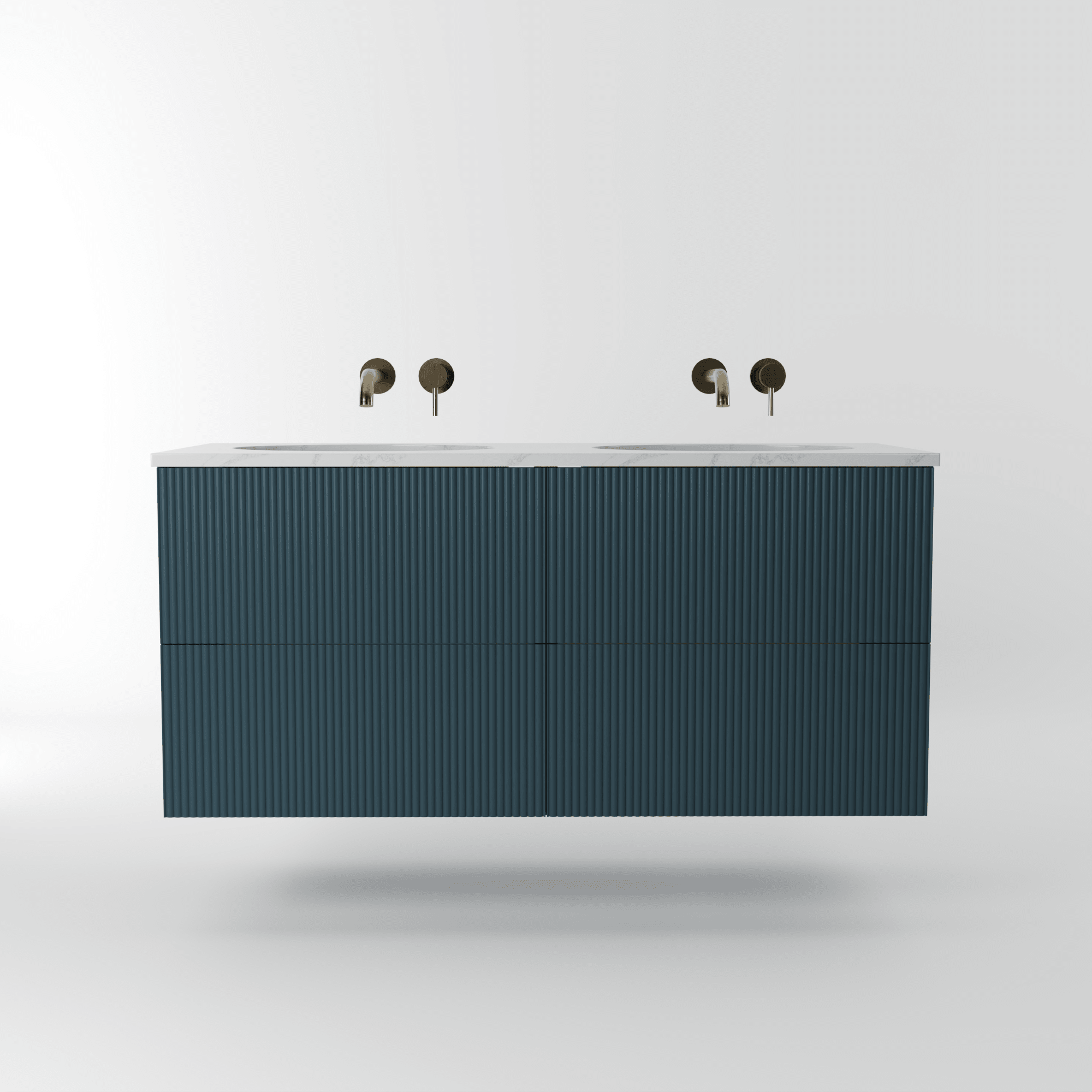 The Reeded | Undermounted | Painted Double Vanity 1200mm Stiffkey Blue - Mockridge Design