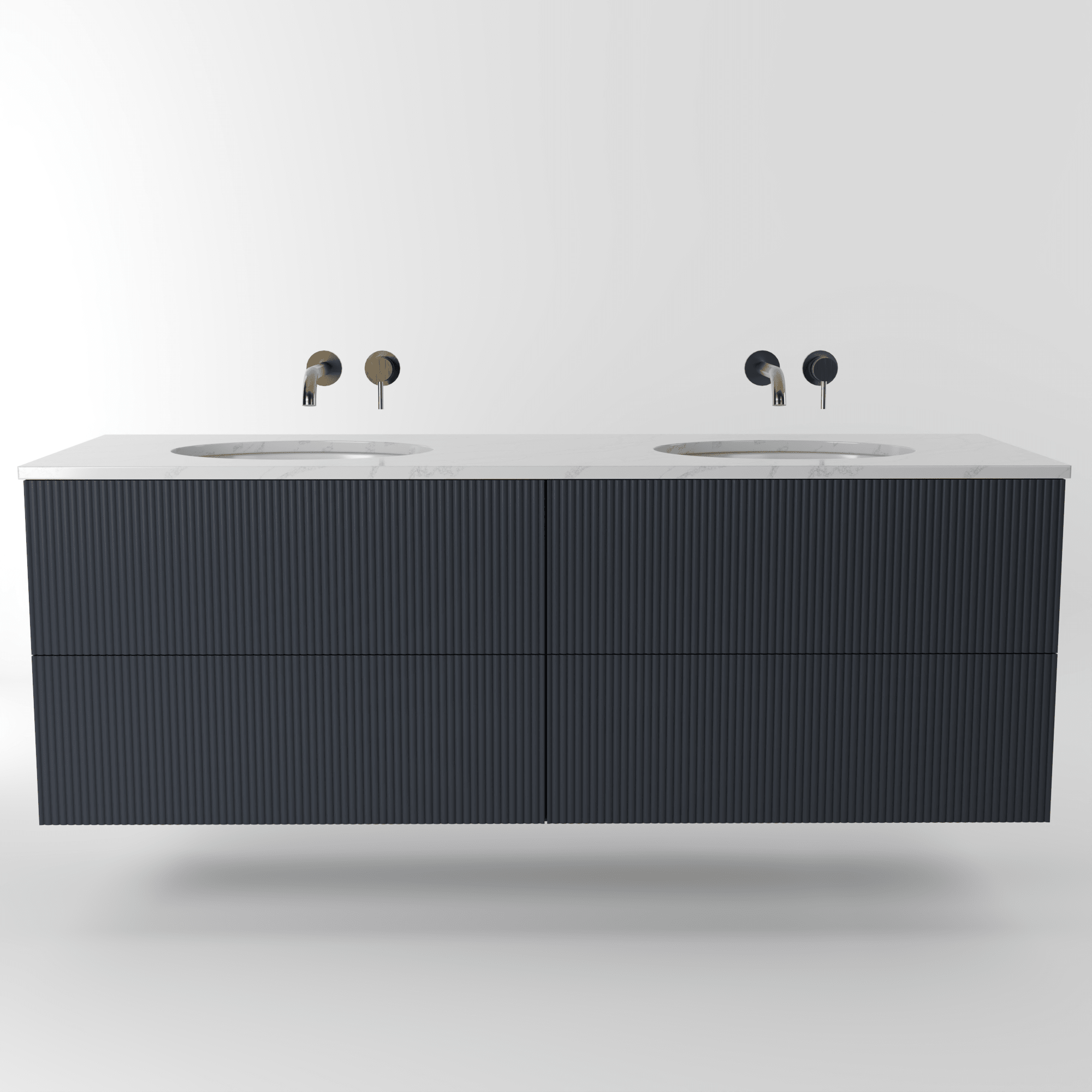 The Reeded | Undermounted | Painted Double Vanity 1600mm Railings - Mockridge Design