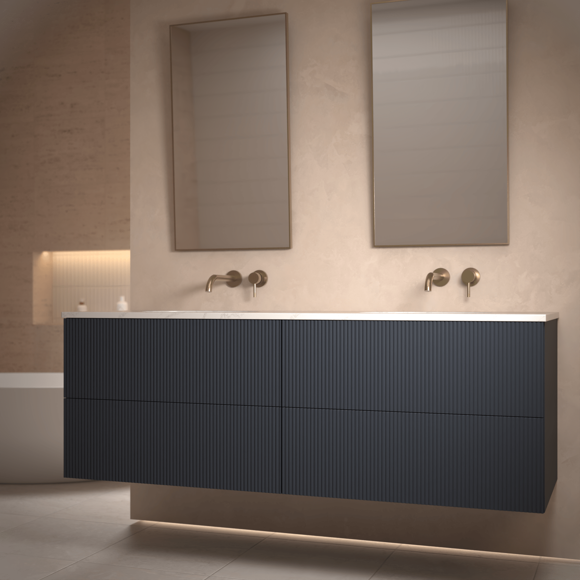The Reeded | Undermounted | Painted Double Vanity 1600mm Railings - Mockridge Design