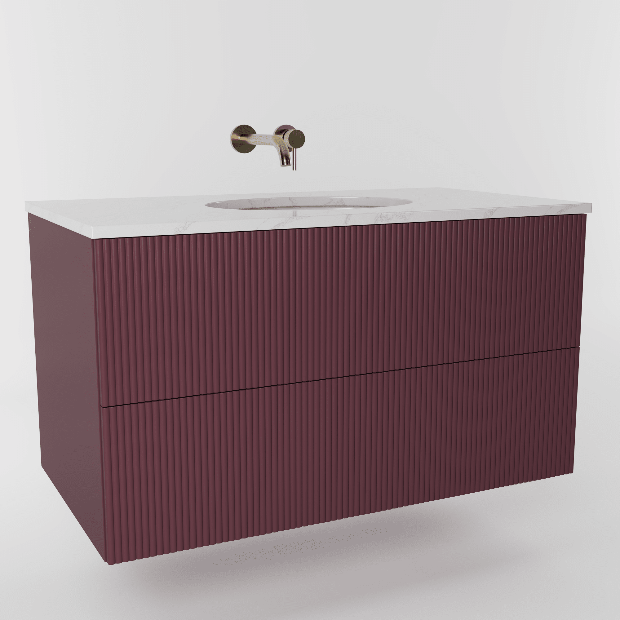 The Reeded | Undermounted | Painted Vanity 1000mm Brinjal - Mockridge Design