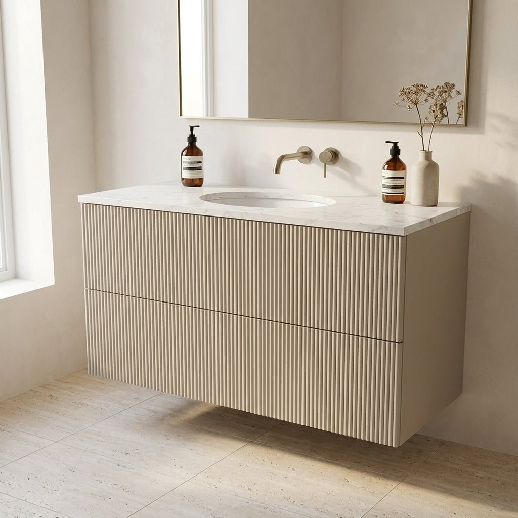 The Reeded | Undermounted | Painted Vanity 1000mm Elephants Breath - Mockridge Design