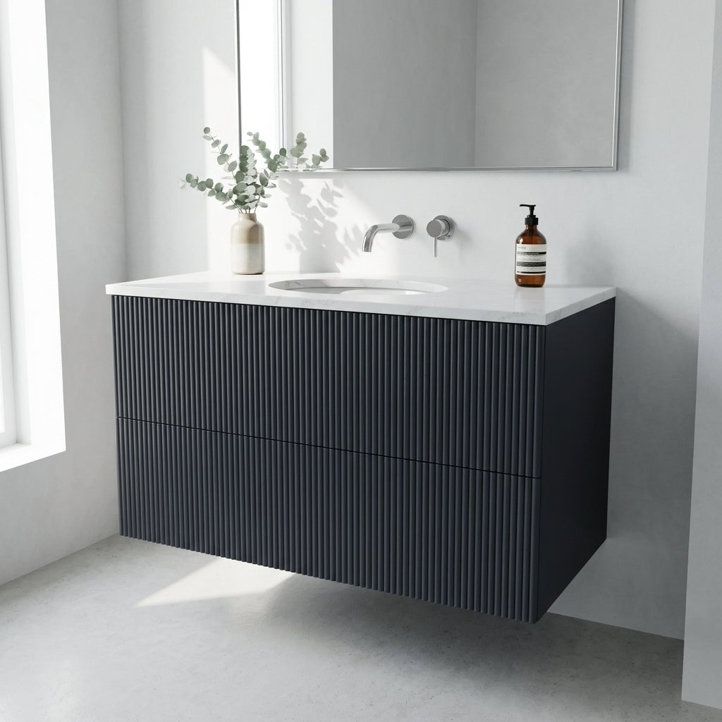The Reeded | Undermounted | Painted Vanity 1000mm Railings - Mockridge Design