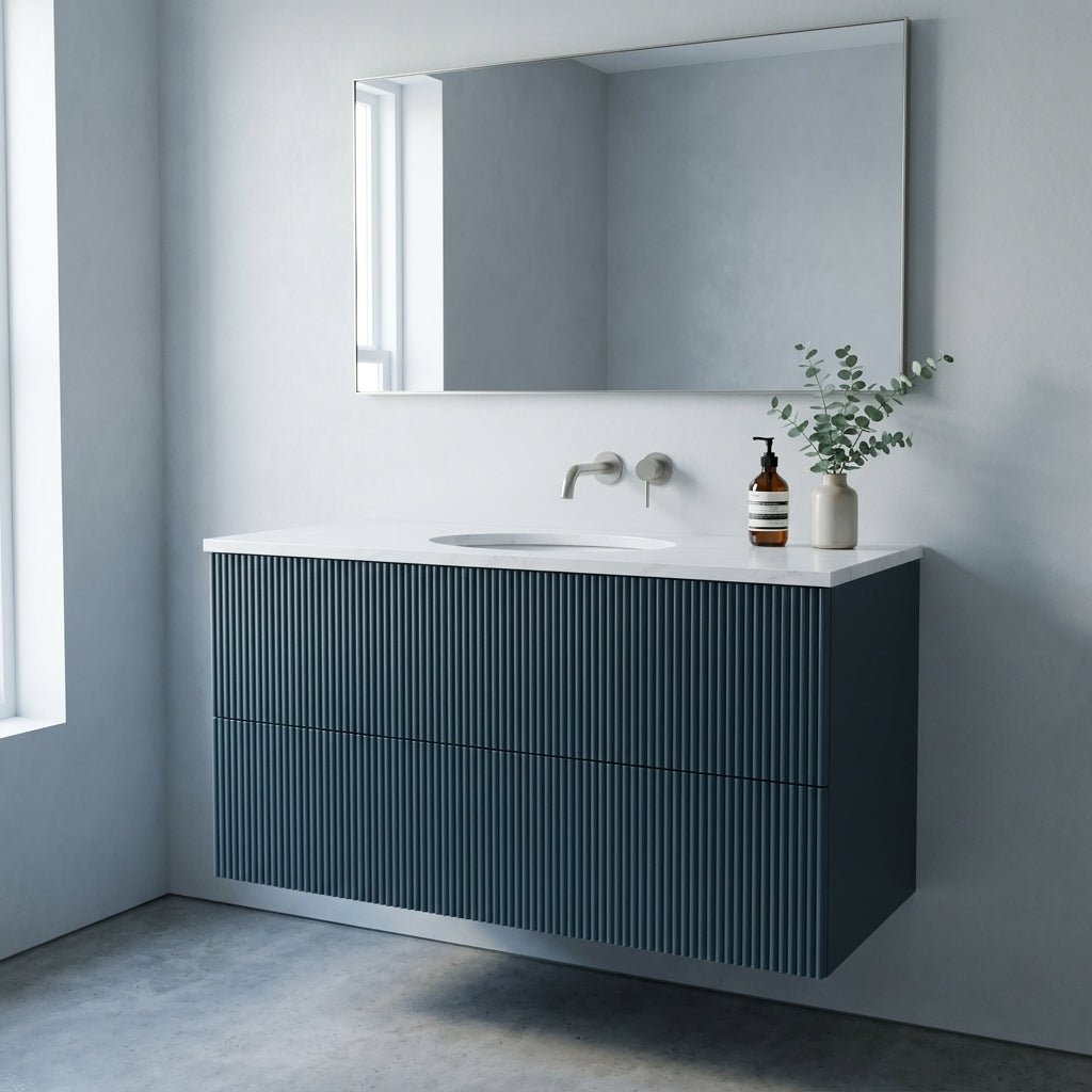 The Reeded | Undermounted | Painted Vanity 1000mm Stiffkey Blue - Mockridge Design