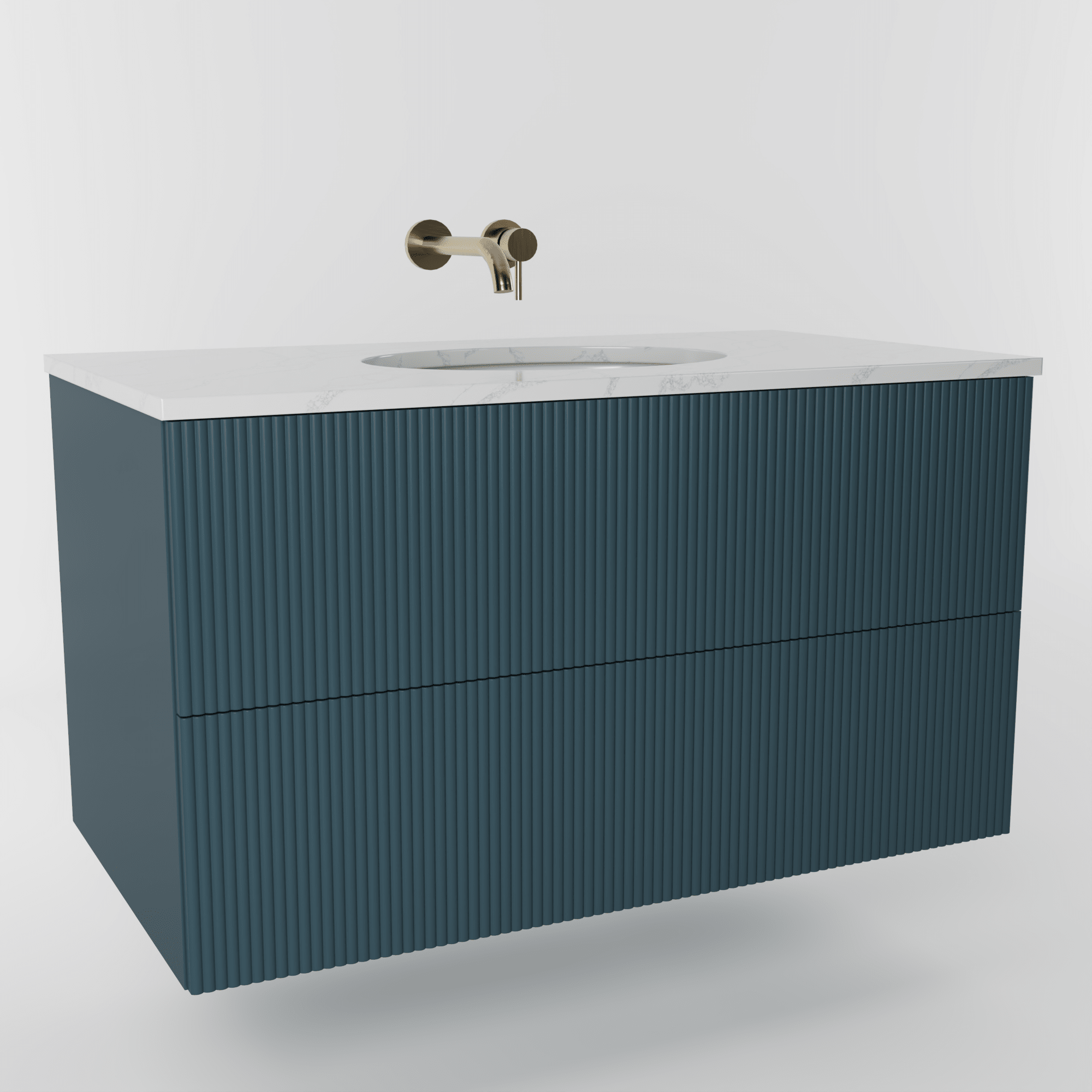The Reeded | Undermounted | Painted Vanity 1000mm Stiffkey Blue - Mockridge Design