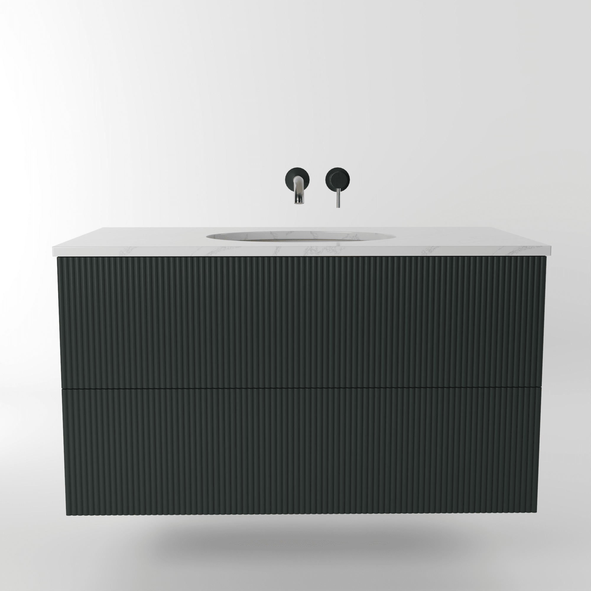 The Reeded | Undermounted | Painted Vanity 1000mm Studio Green - Mockridge Design
