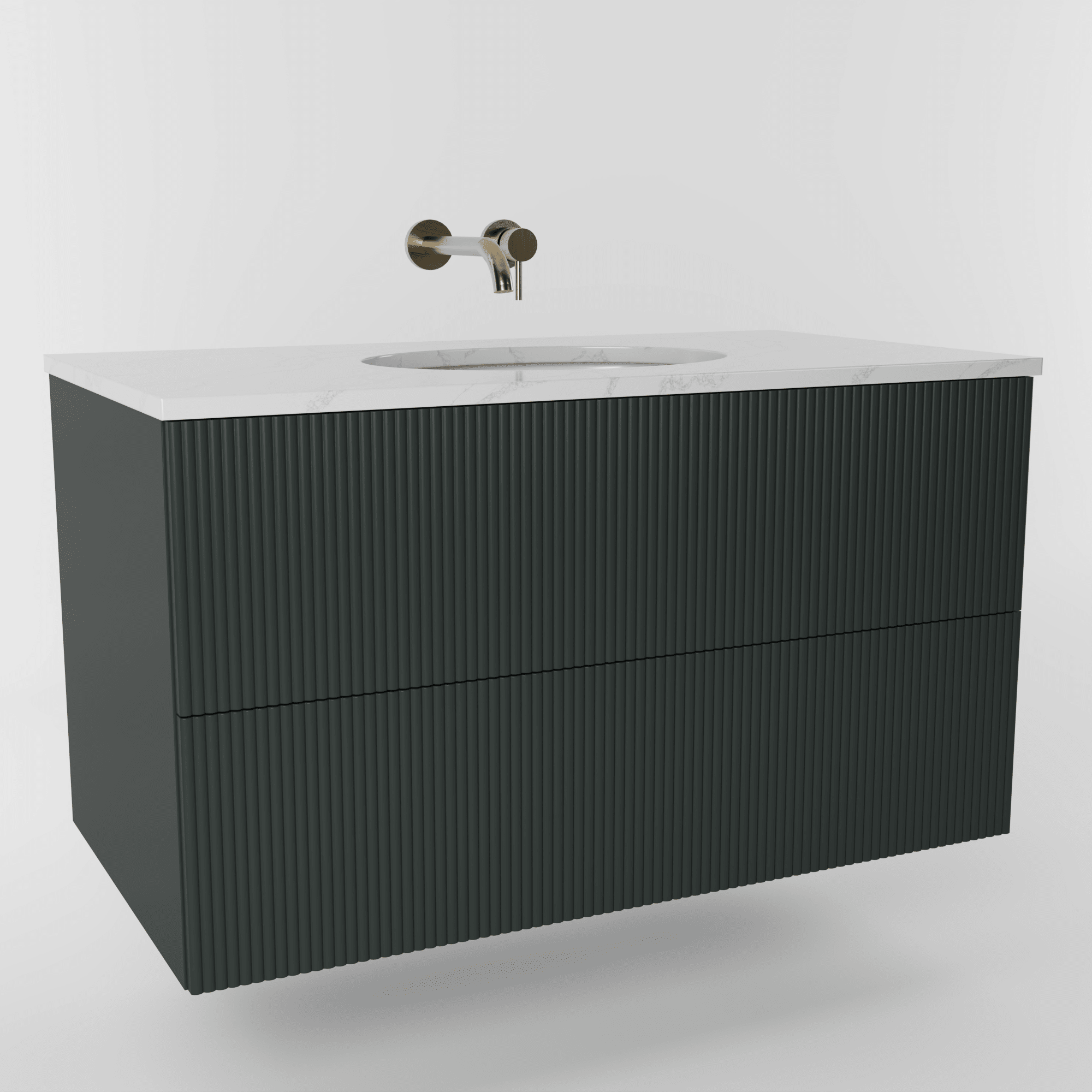 The Reeded | Undermounted | Painted Vanity 1000mm Studio Green - Mockridge Design