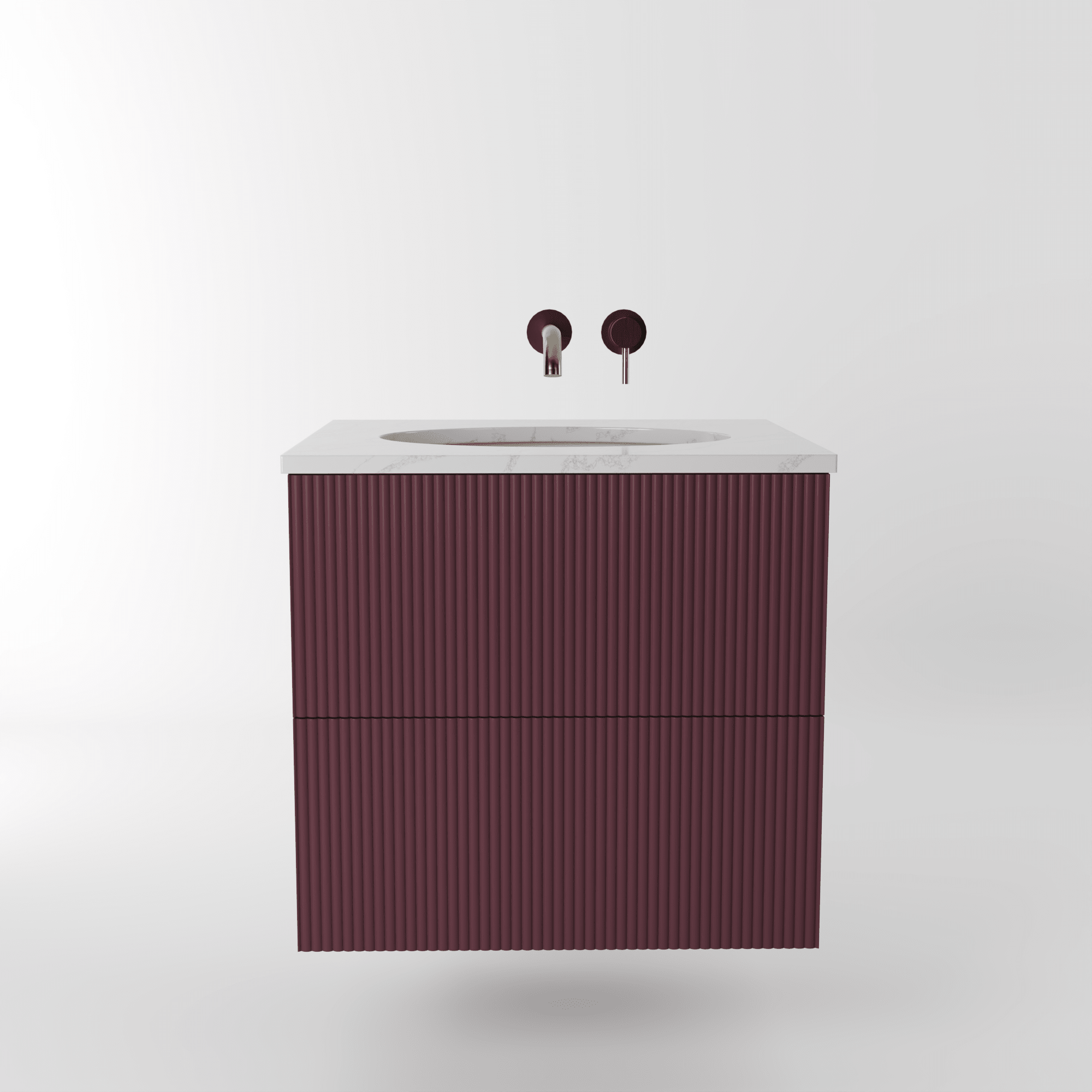 The Reeded | Undermounted | Painted Vanity 600mm Brinjal - Mockridge Design