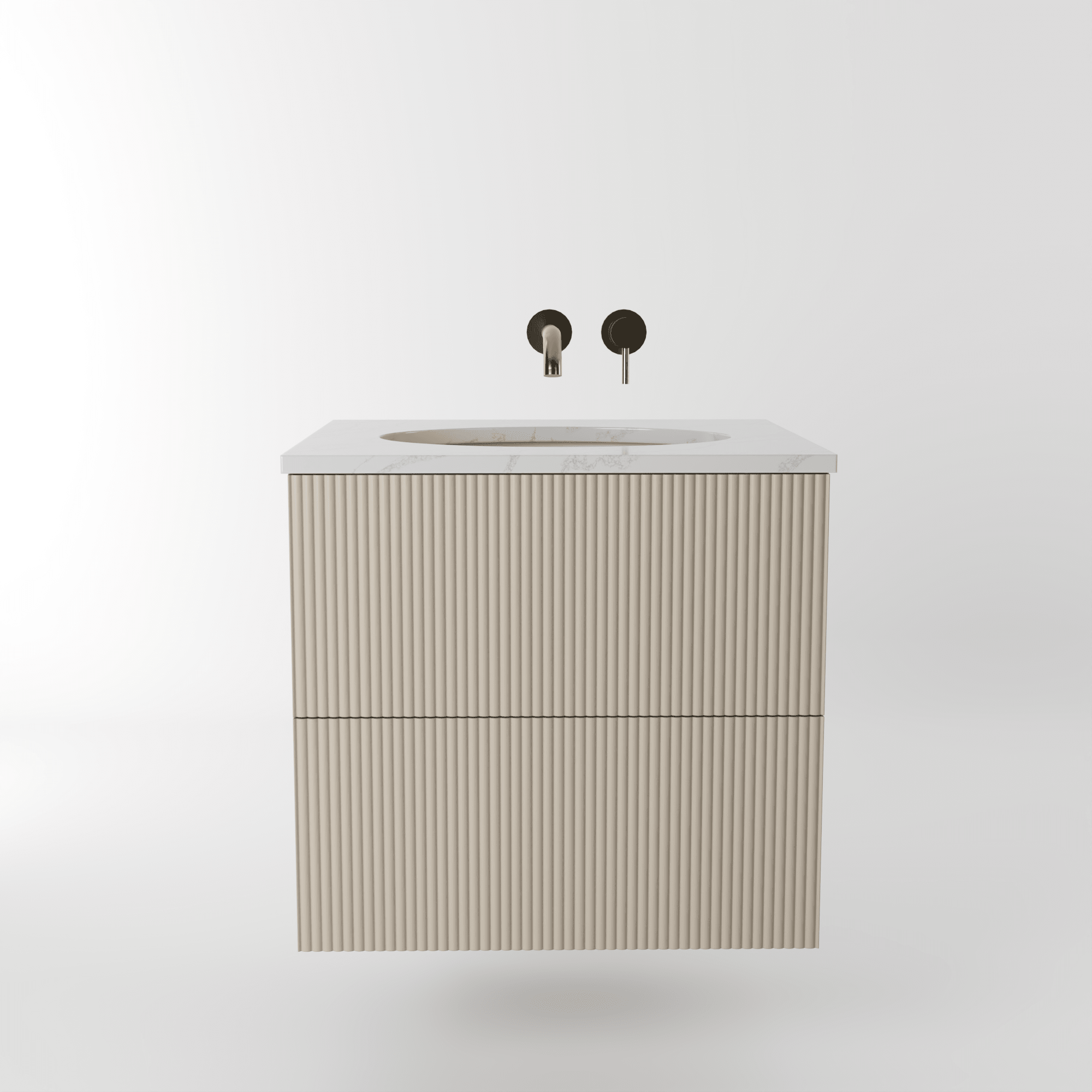The Reeded | Undermounted | Painted Vanity 600mm Elephants Breath - Mockridge Design
