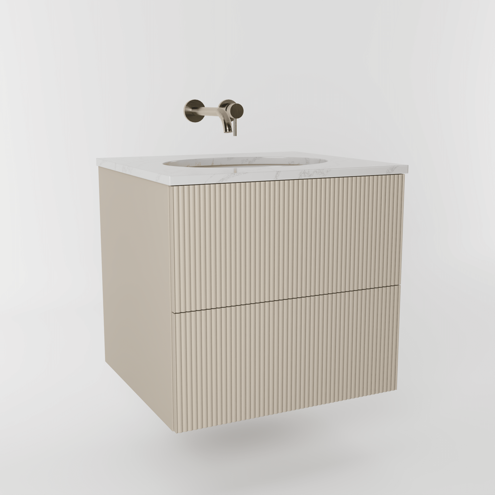 The Reeded | Undermounted | Painted Vanity 600mm Elephants Breath - Mockridge Design